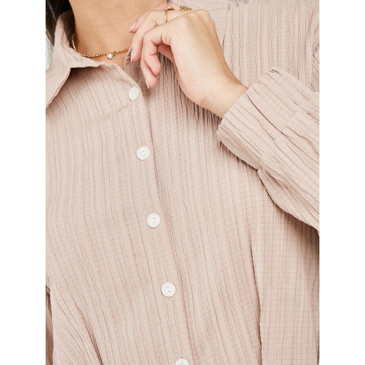 Styli Textured Button Front Shirt Midi Dress-women-clothing-dresses-image-3