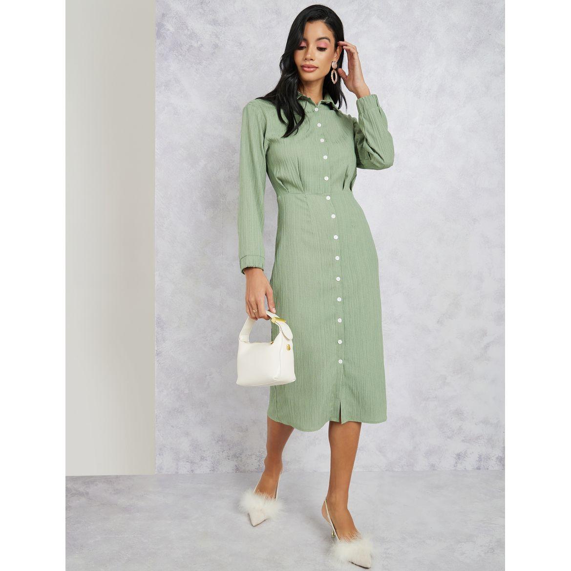 فستان ميدي بأزرار غلق-women-clothing-dresses-image-1