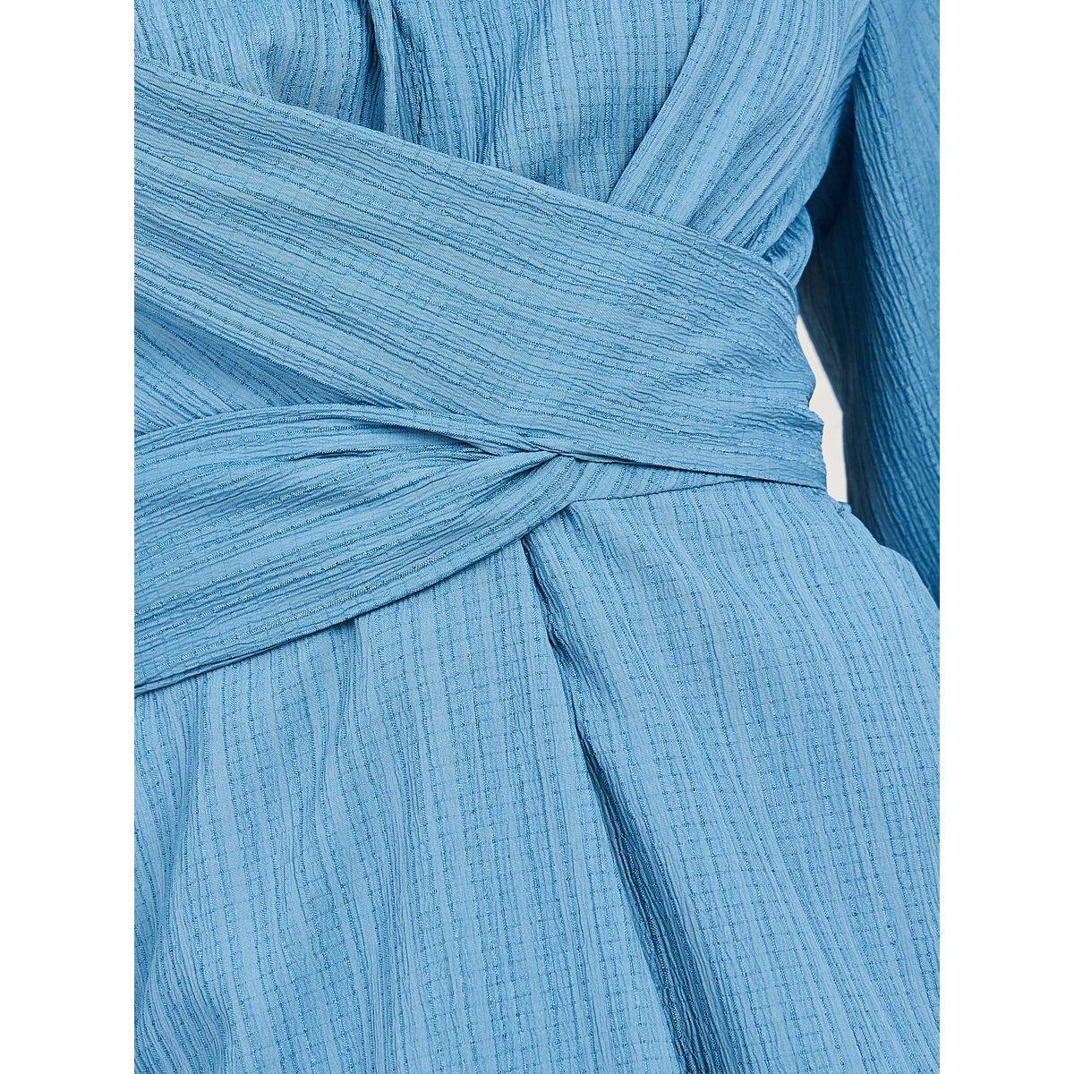 Styli Wrap Front Detail Textured Midi Dress-women-clothing-dresses-image-3