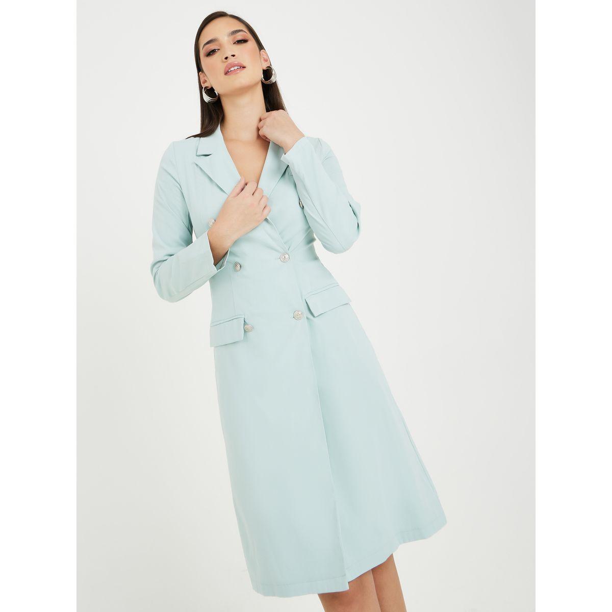 Styli Solid Notch Lapel Knee Length Blazer Dress-women-clothing-dresses-image-1