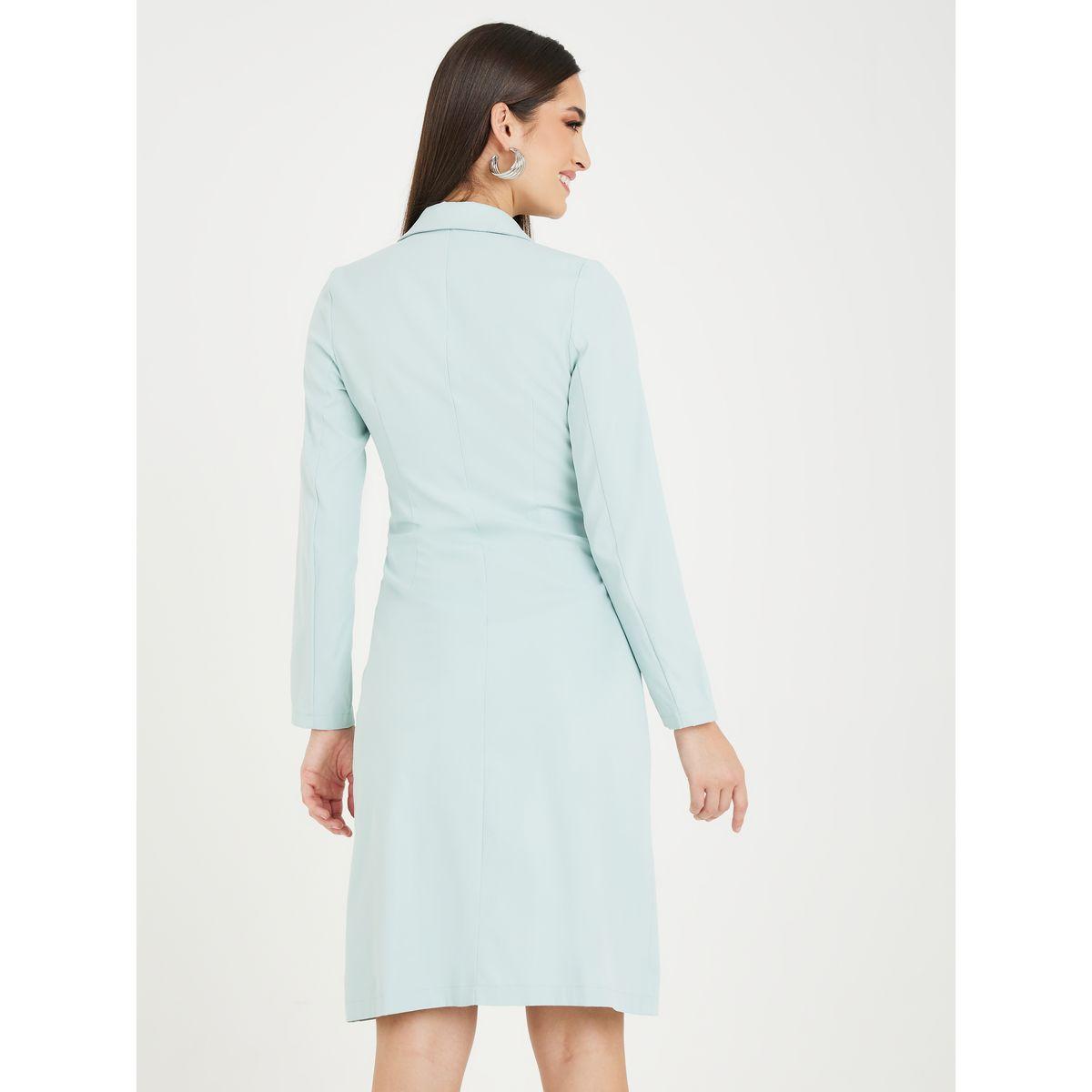 Styli Solid Notch Lapel Knee Length Blazer Dress-women-clothing-dresses-image-4