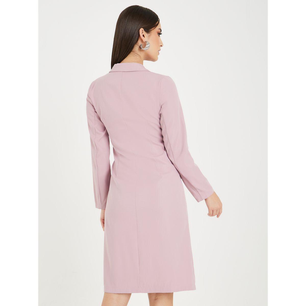 Styli Solid Notch Lapel Knee Length Blazer Dress-women-clothing-dresses-image-4