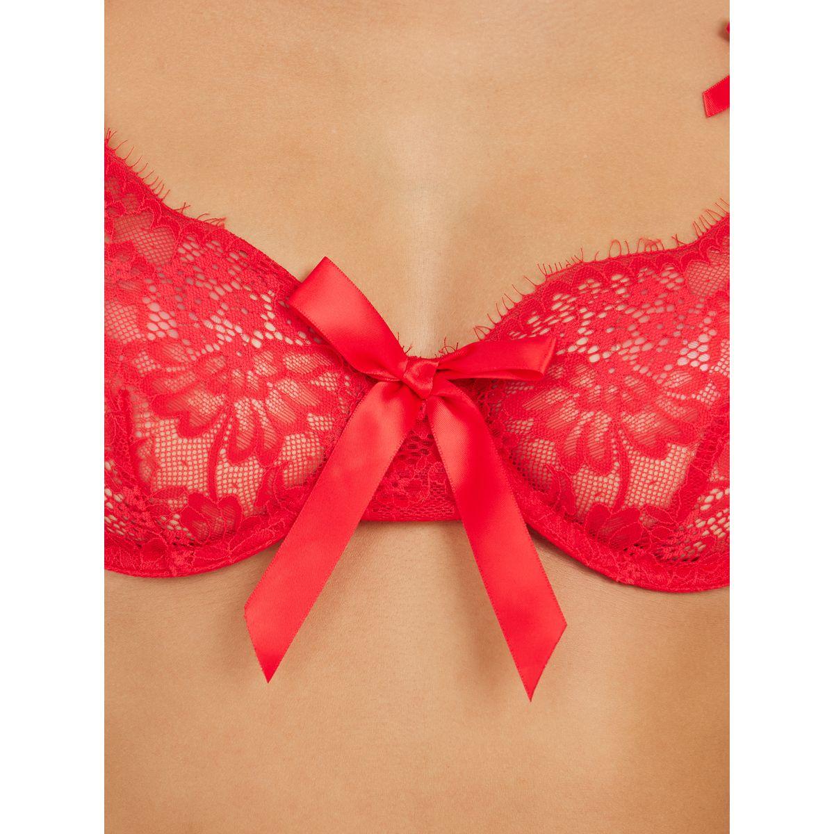 Styli Non Padded Wired Bow Detail Eyelash Floral Lace Bra & Thong Set-women-clothing-lingerie-lingeriesets-image-4
