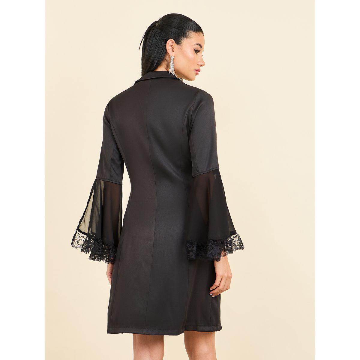 فستان قصير ببطء ستيلي بزينة بأكمام جرس بزينة-women-clothing-dresses-image-4