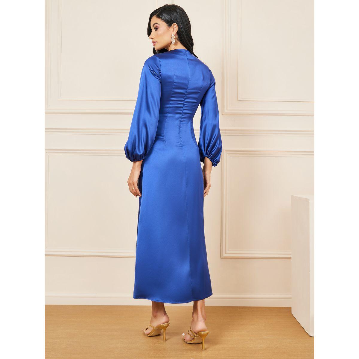 فستان ساتان ميدي بحافة غير متماثلة الطول-women-clothing-dresses-image-4