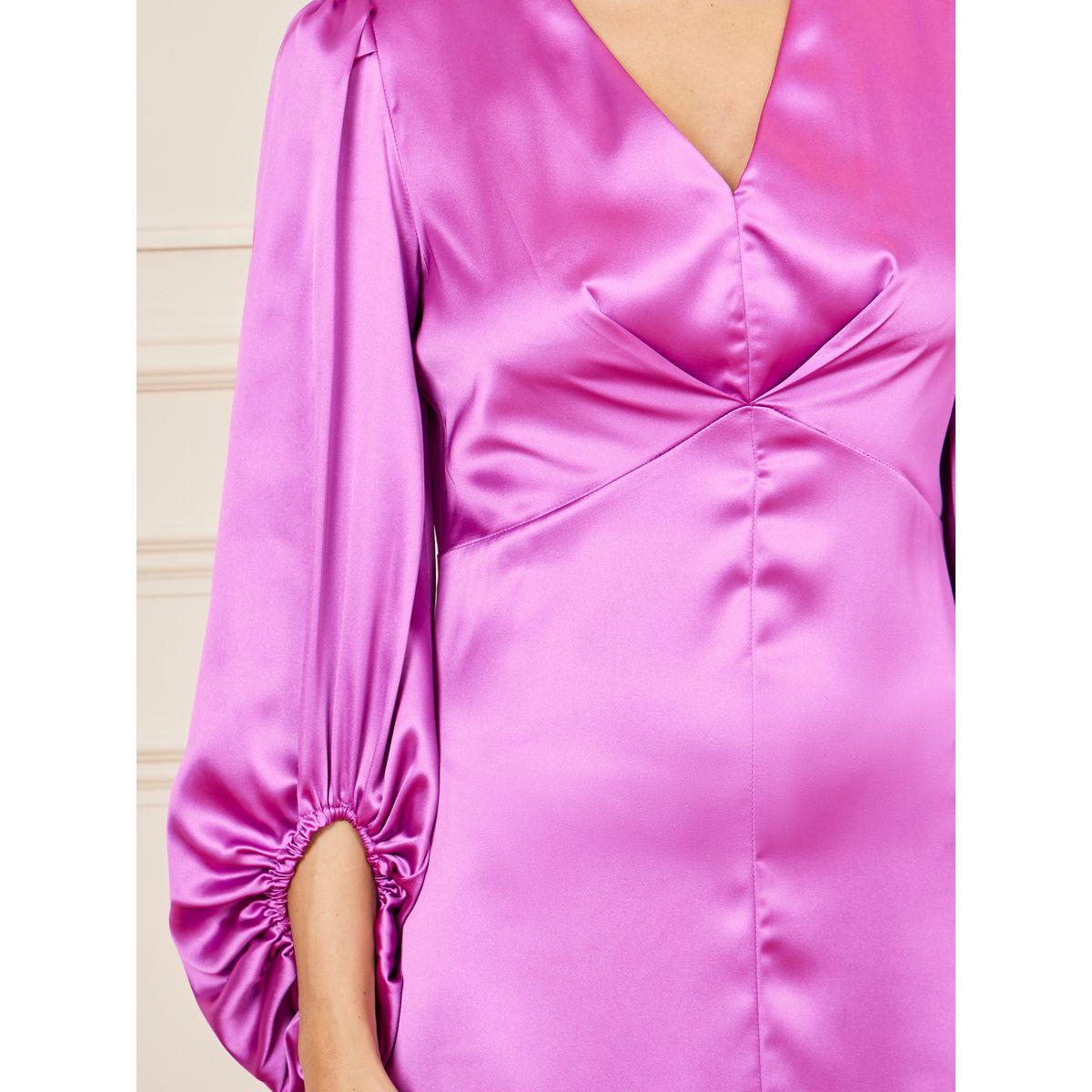 Styli Satin Balloon Sleeves Front Slit A-Line Maxi Dress-women-clothing-dresses-image-3