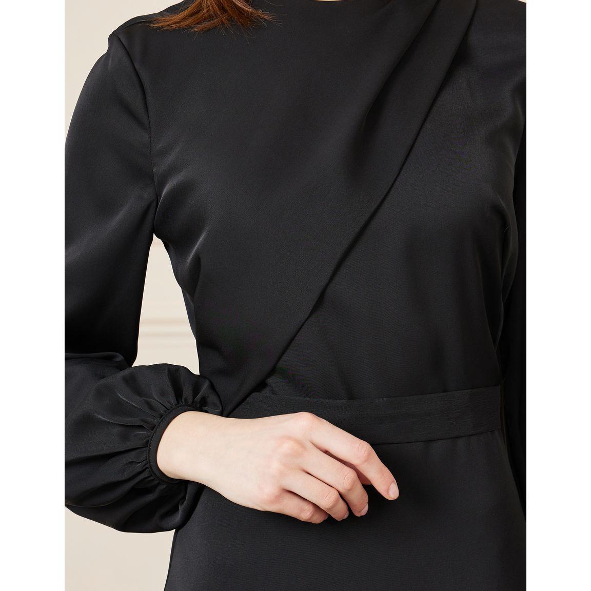 Styli Balloon Sleeves Solid A-line Midi Dress-women-clothing-dresses-image-3