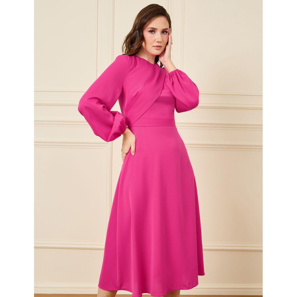 Styli Wrap Detail Balloon Sleeve Midi Dress-women-clothing-dresses-image-2