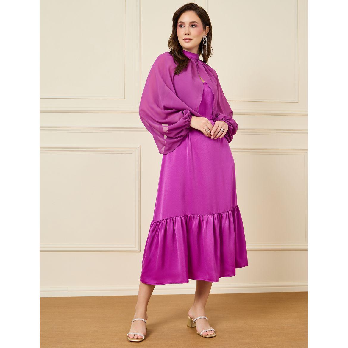 فستان ميدي بأكمام بالون-women-clothing-dresses-image-1