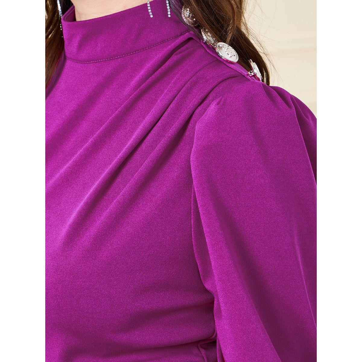 Styli Embellished Buckle Detail High Neck Bodycon Maxi Dress-women-clothing-dresses-image-3
