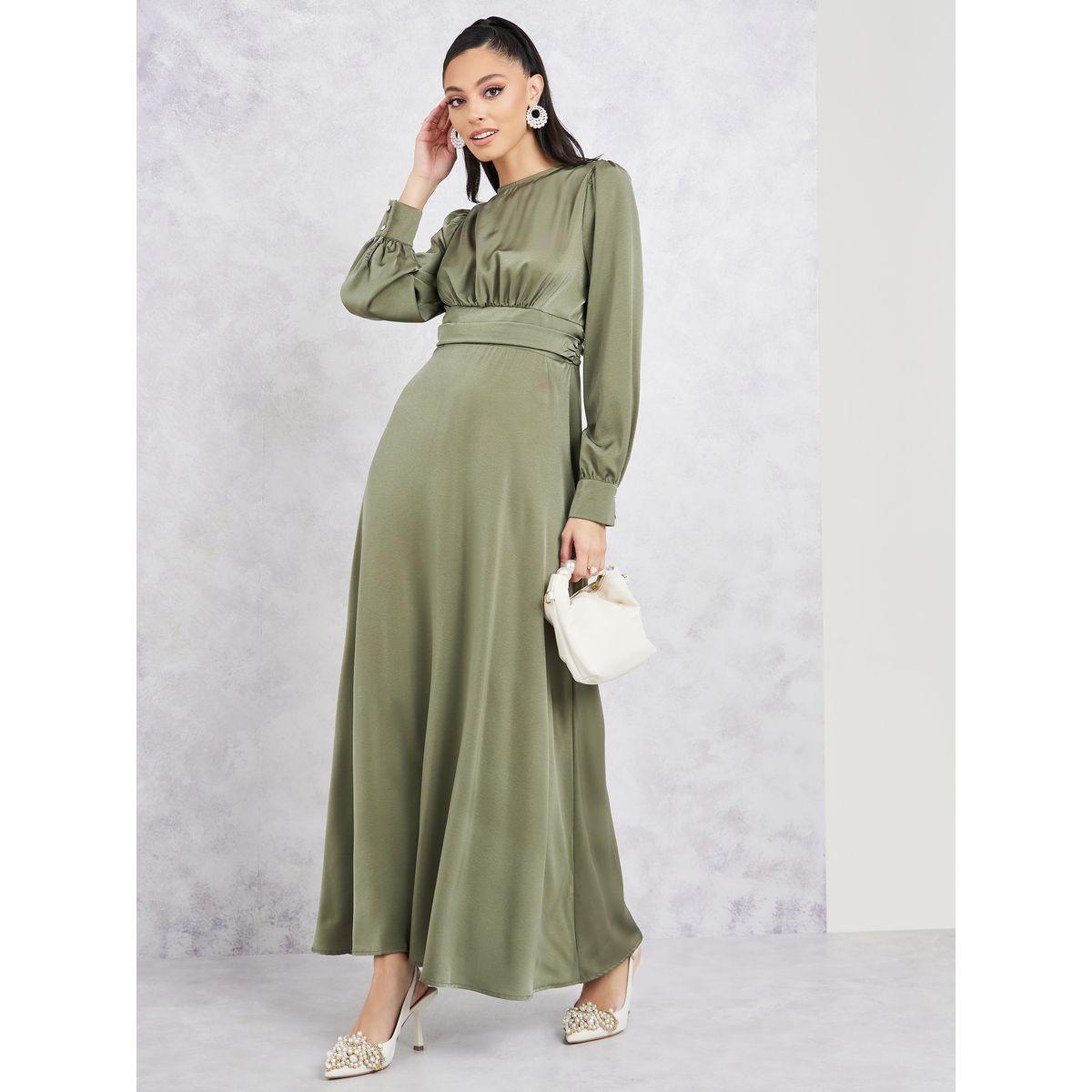 فستان طويل بياقة عالية واكمام طويلة-women-clothing-dresses-image-1