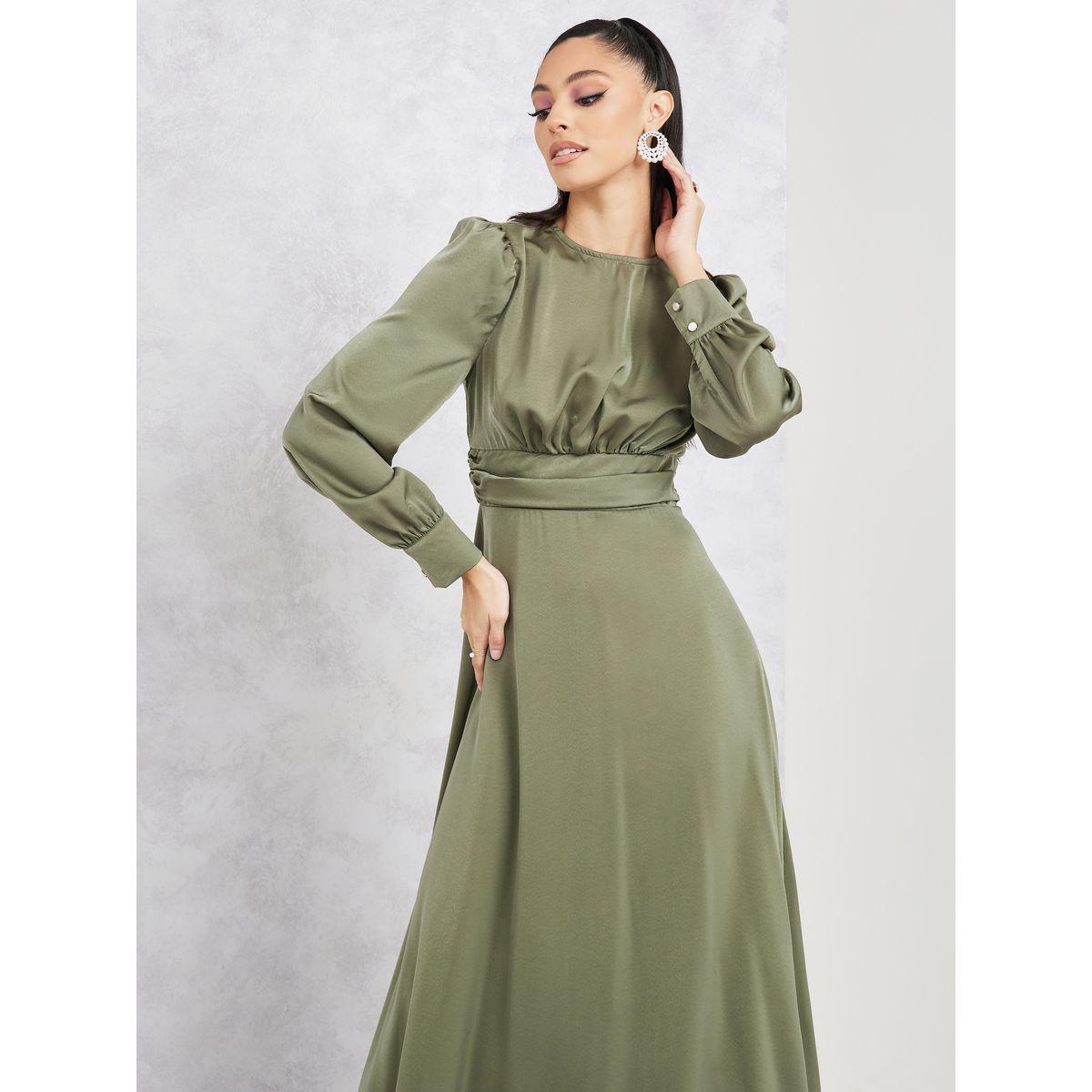 فستان طويل بياقة عالية واكمام طويلة-women-clothing-dresses-image-2