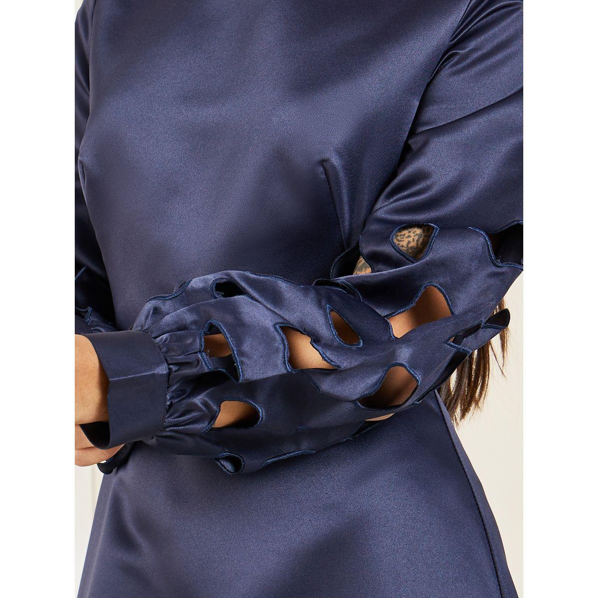 Styli Satin Cut Out Detail Long Sleeves A-line Maxi Dress-women-clothing-dresses-image-3
