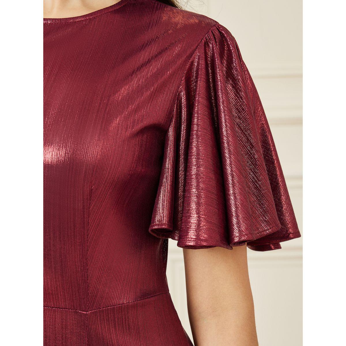 Styli Flare Sleeve Metallic A-Line Maxi Dress-women-clothing-dresses-image-3