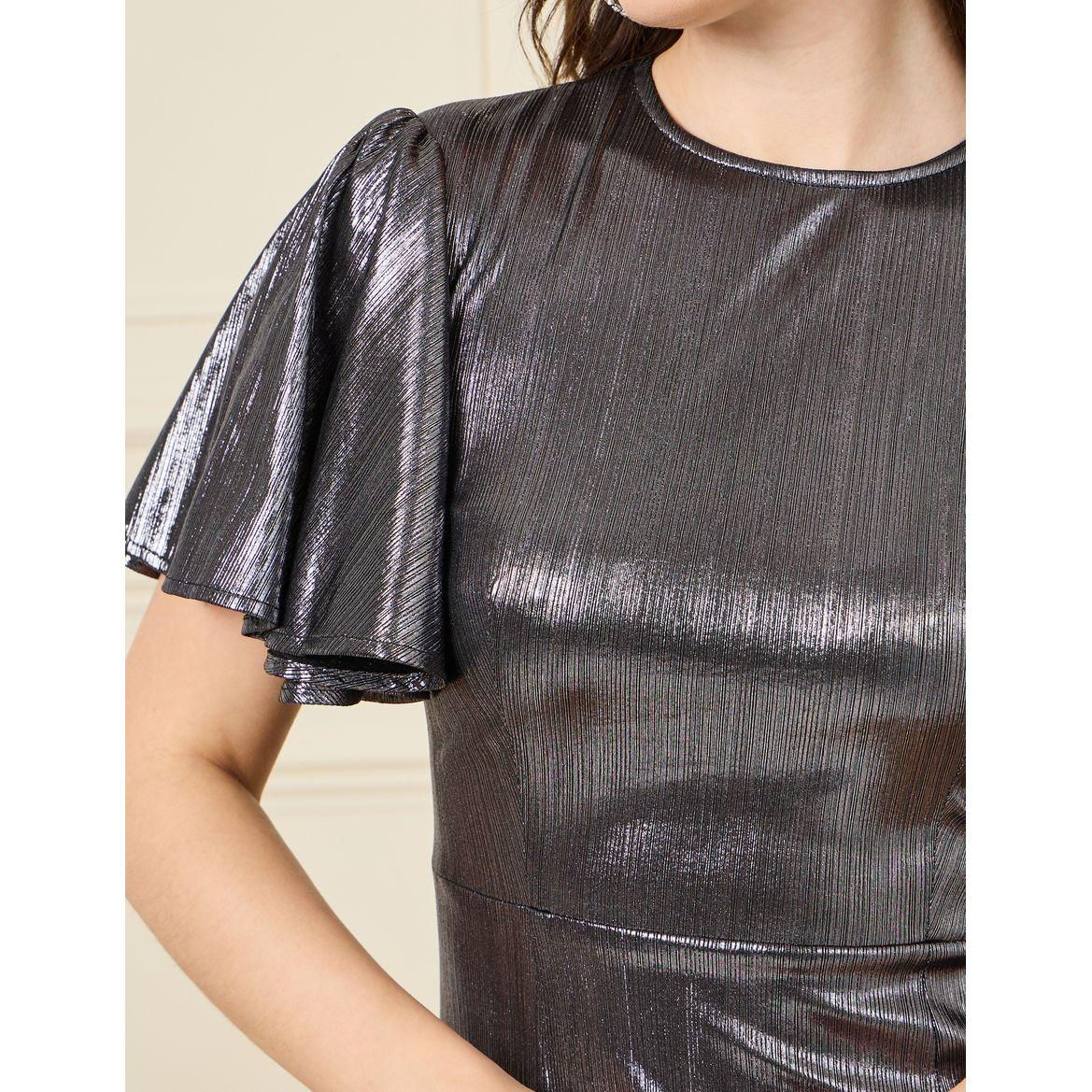 Styli Flare Sleeve Metallic A-Line Maxi Dress-women-clothing-dresses-image-3
