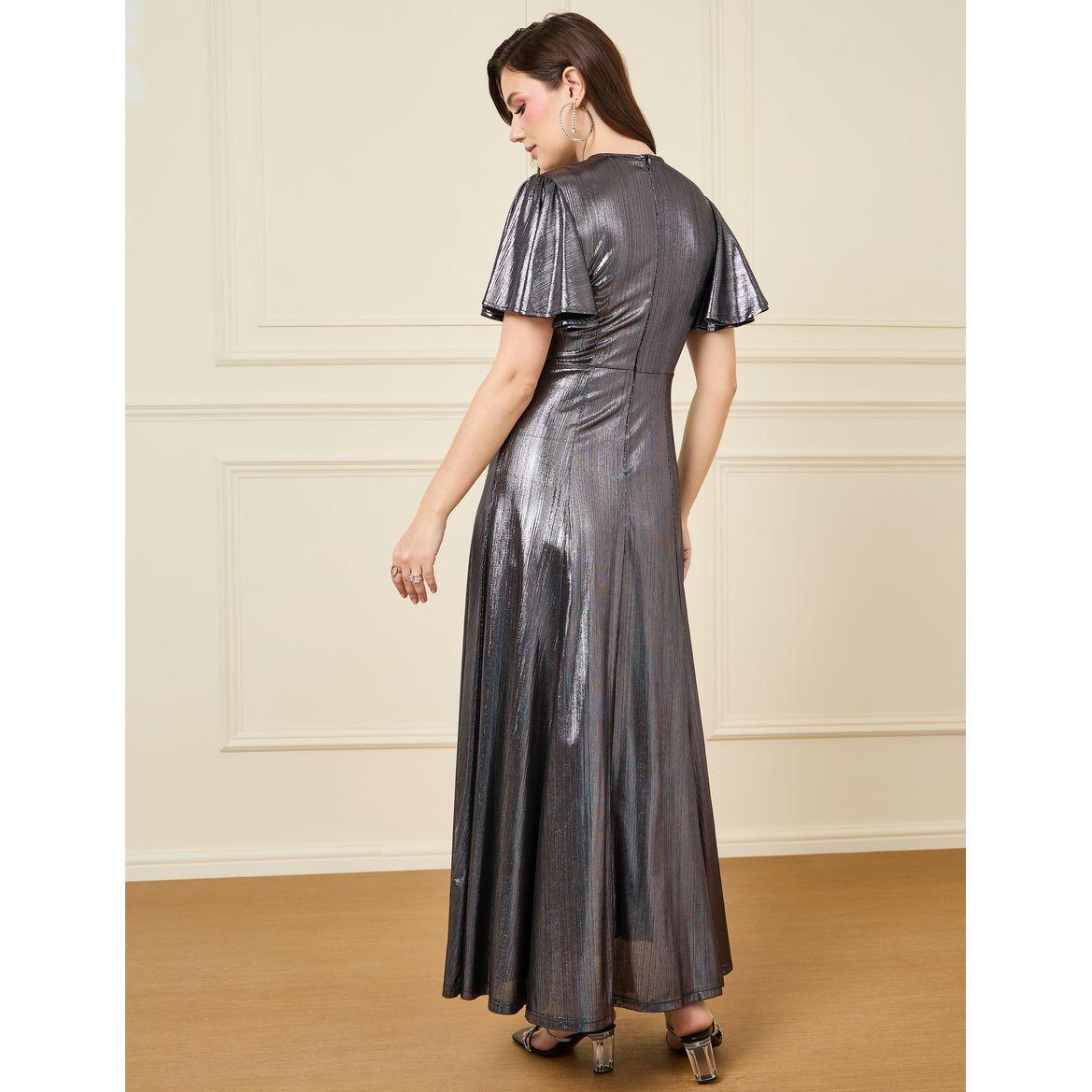 Styli Flare Sleeve Metallic A-Line Maxi Dress-women-clothing-dresses-image-4