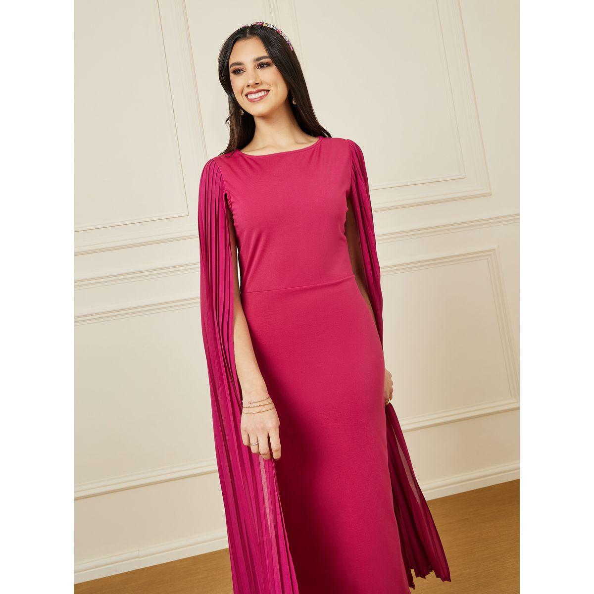 فستان ميدي بأكمام كيب وأزرار-women-clothing-dresses-image-3