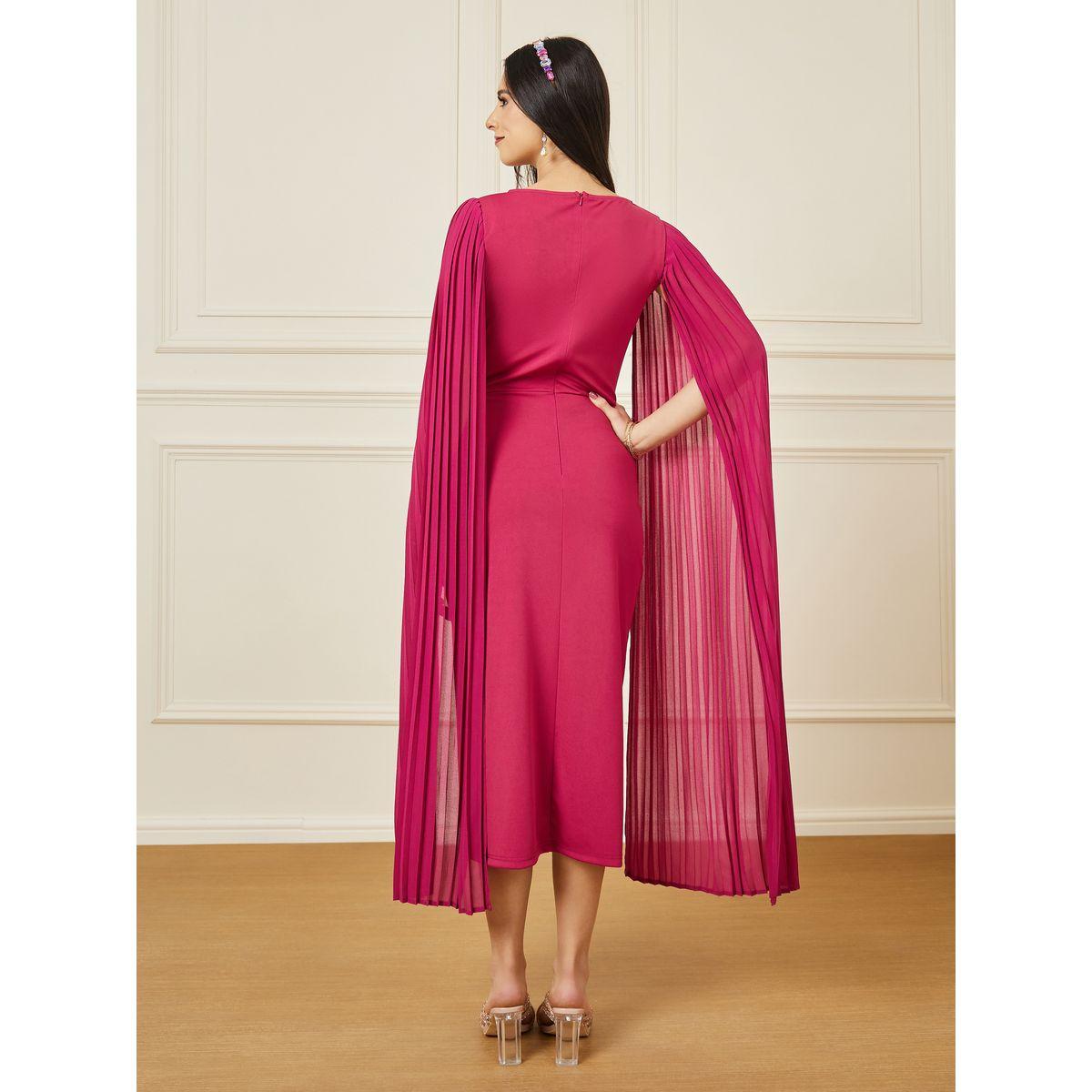 فستان ميدي بأكمام كيب وأزرار-women-clothing-dresses-image-4