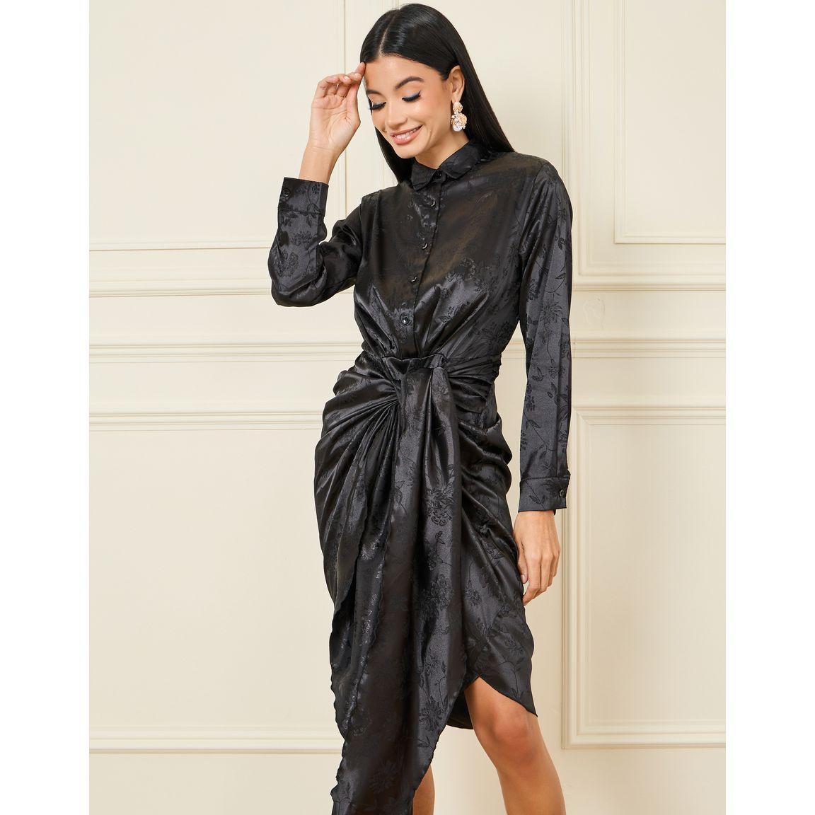 فستان ميدي ساتان برباط خصر-women-clothing-dresses-image-2