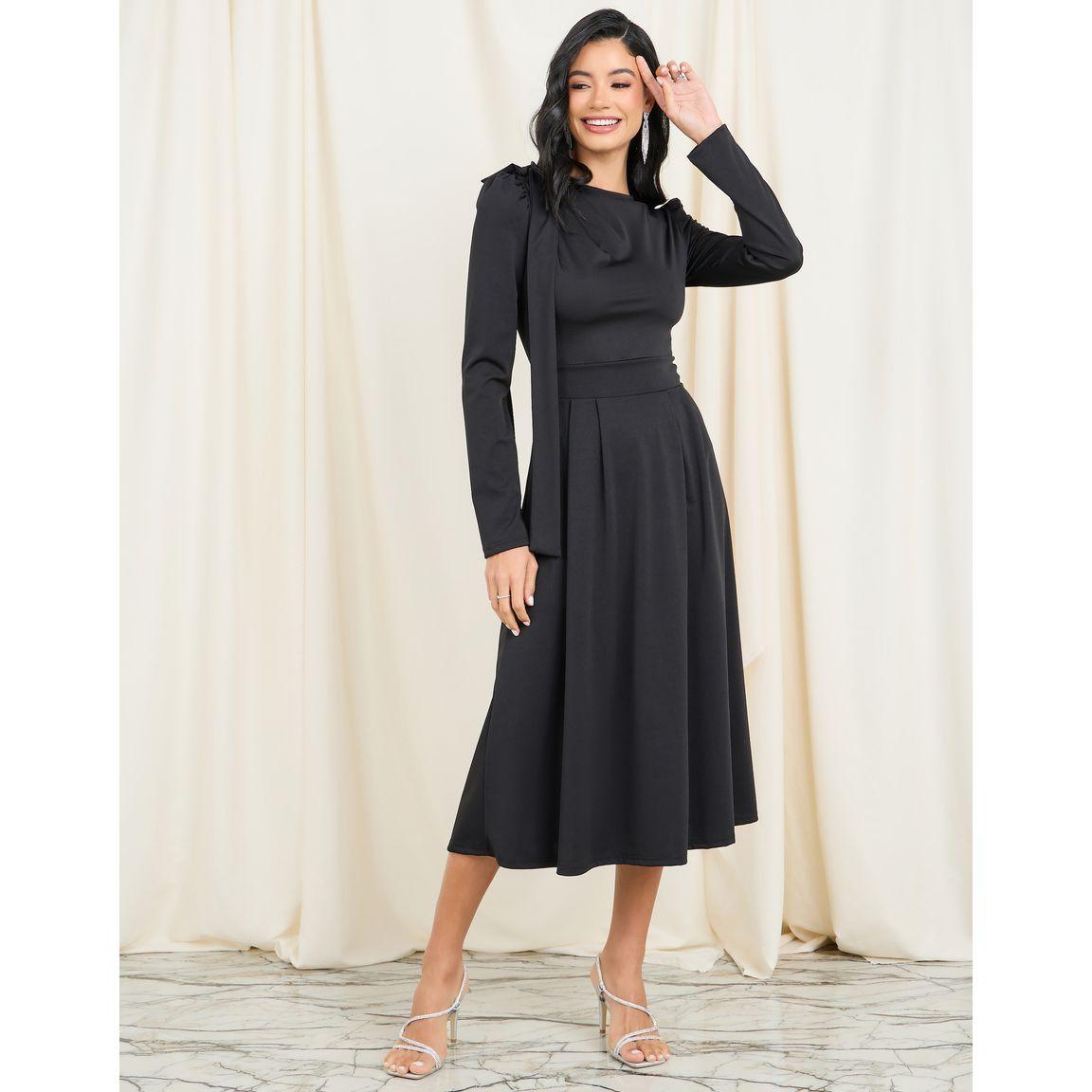 فستان ميدي بكسرات وتفاصيل فيونكة-women-clothing-dresses-image-1