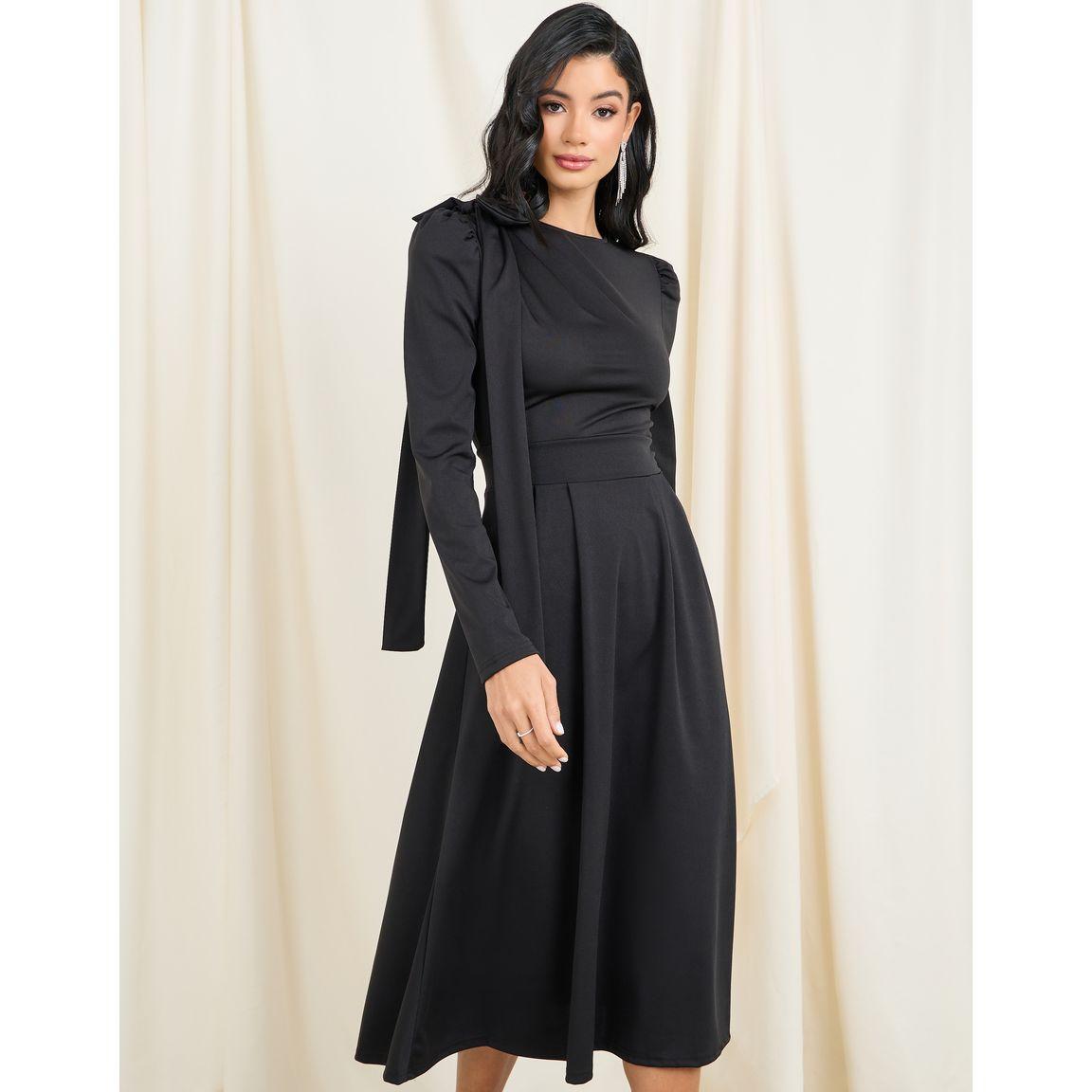 فستان ميدي بكسرات وتفاصيل فيونكة-women-clothing-dresses-image-2