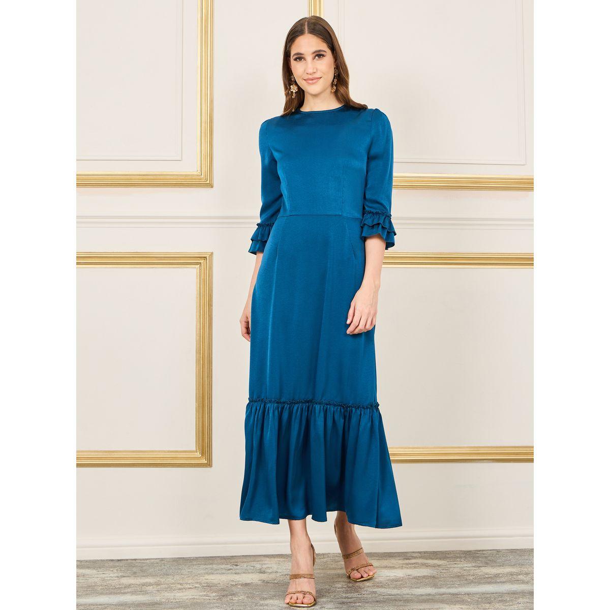 Styli Satin Frill Detail A-line Maxi Dress-women-clothing-dresses-image-1