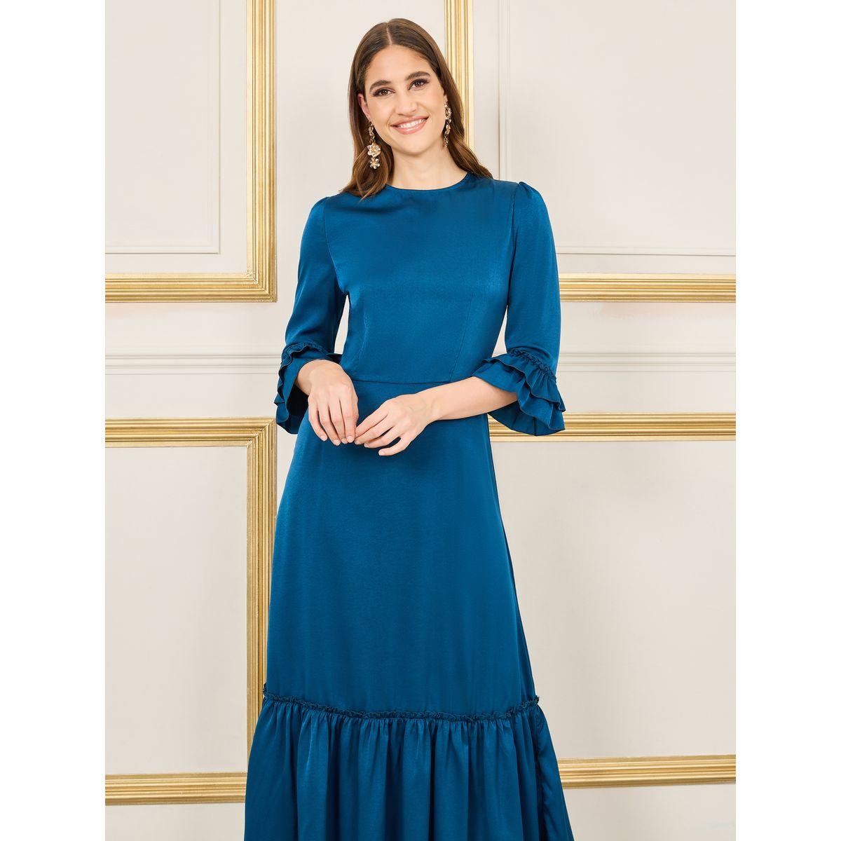 Styli Satin Frill Detail A-line Maxi Dress-women-clothing-dresses-image-2