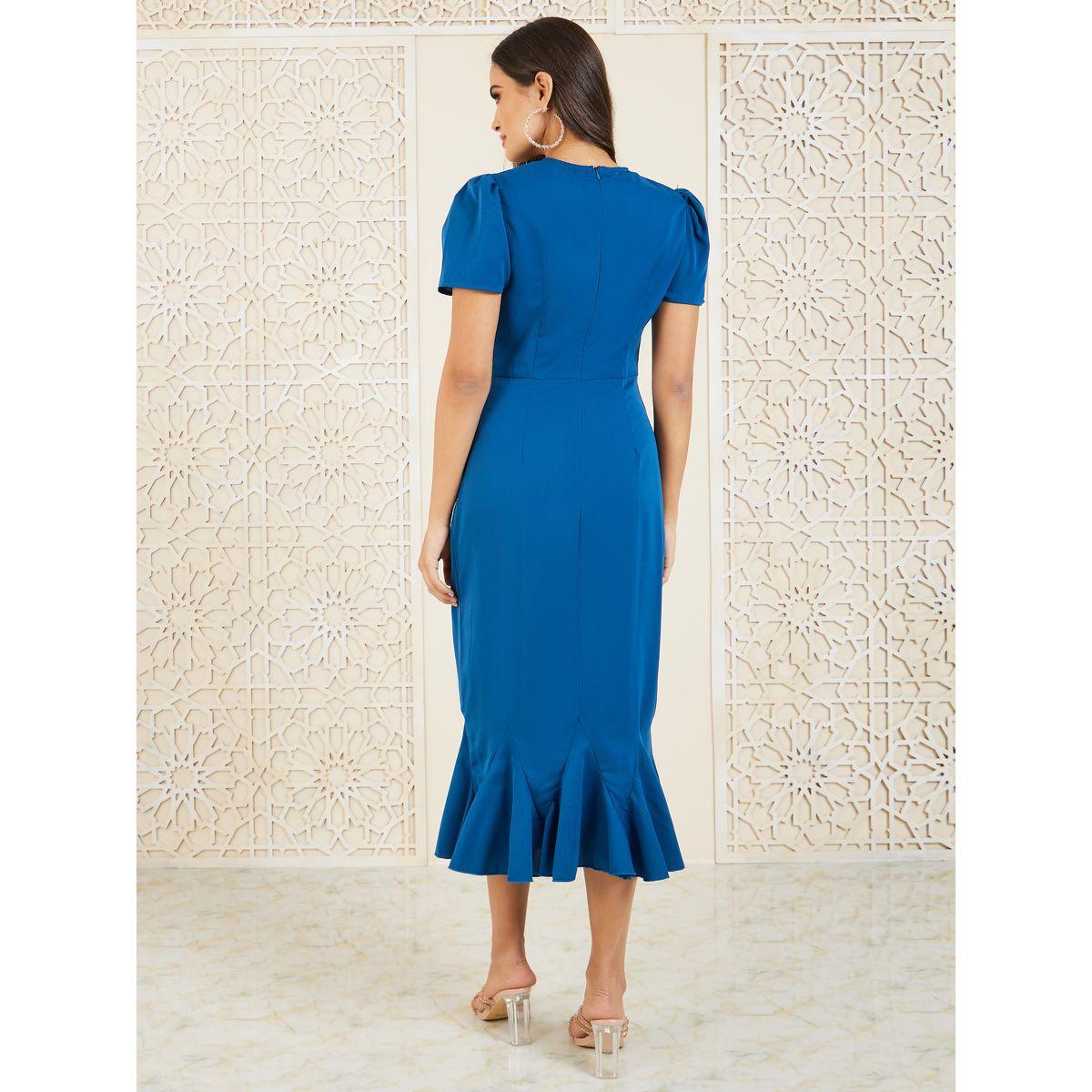 Styli Puff Sleeves Ruffled Hem Bodycon Midi Dress-women-clothing-dresses-image-4