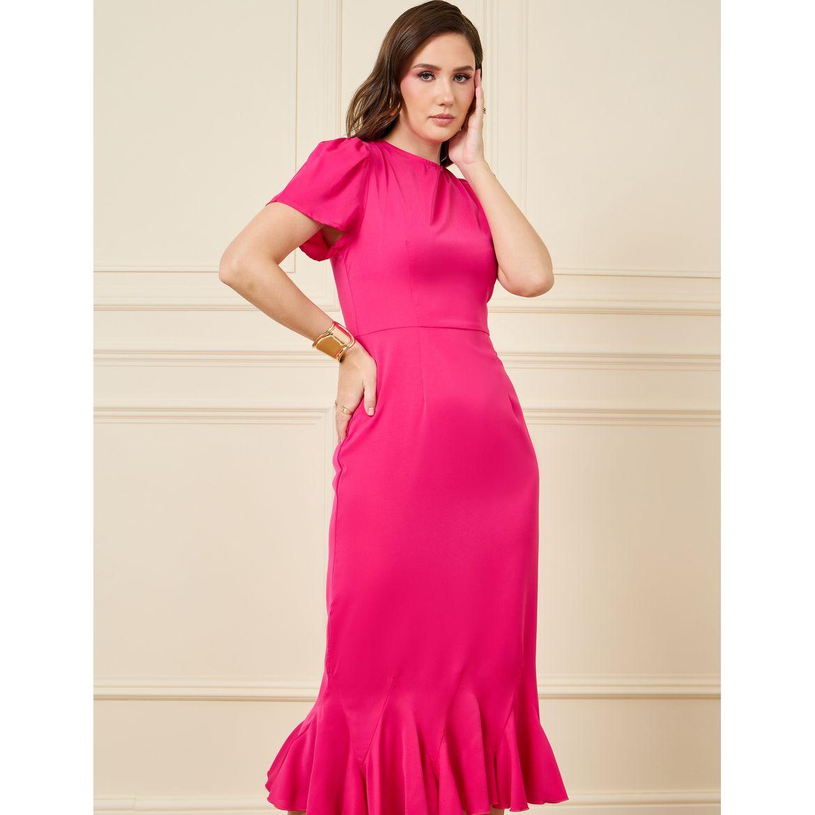 Styli Flared Frill Hem Sheath Midi Dress-women-clothing-dresses-image-2
