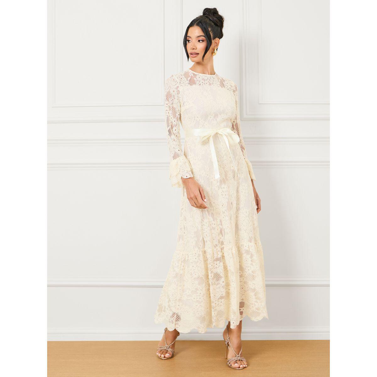 Styli All Over Lace Satin Bow Tie A-Line Maxi Dress-women-clothing-dresses-image-1
