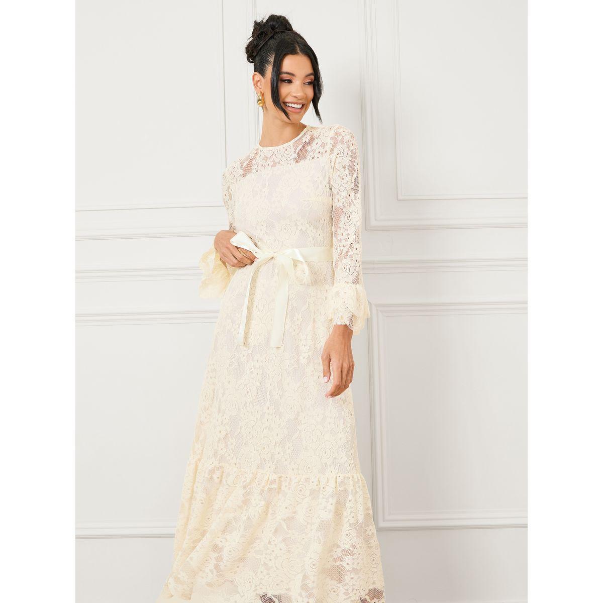 Styli All Over Lace Satin Bow Tie A-Line Maxi Dress-women-clothing-dresses-image-2
