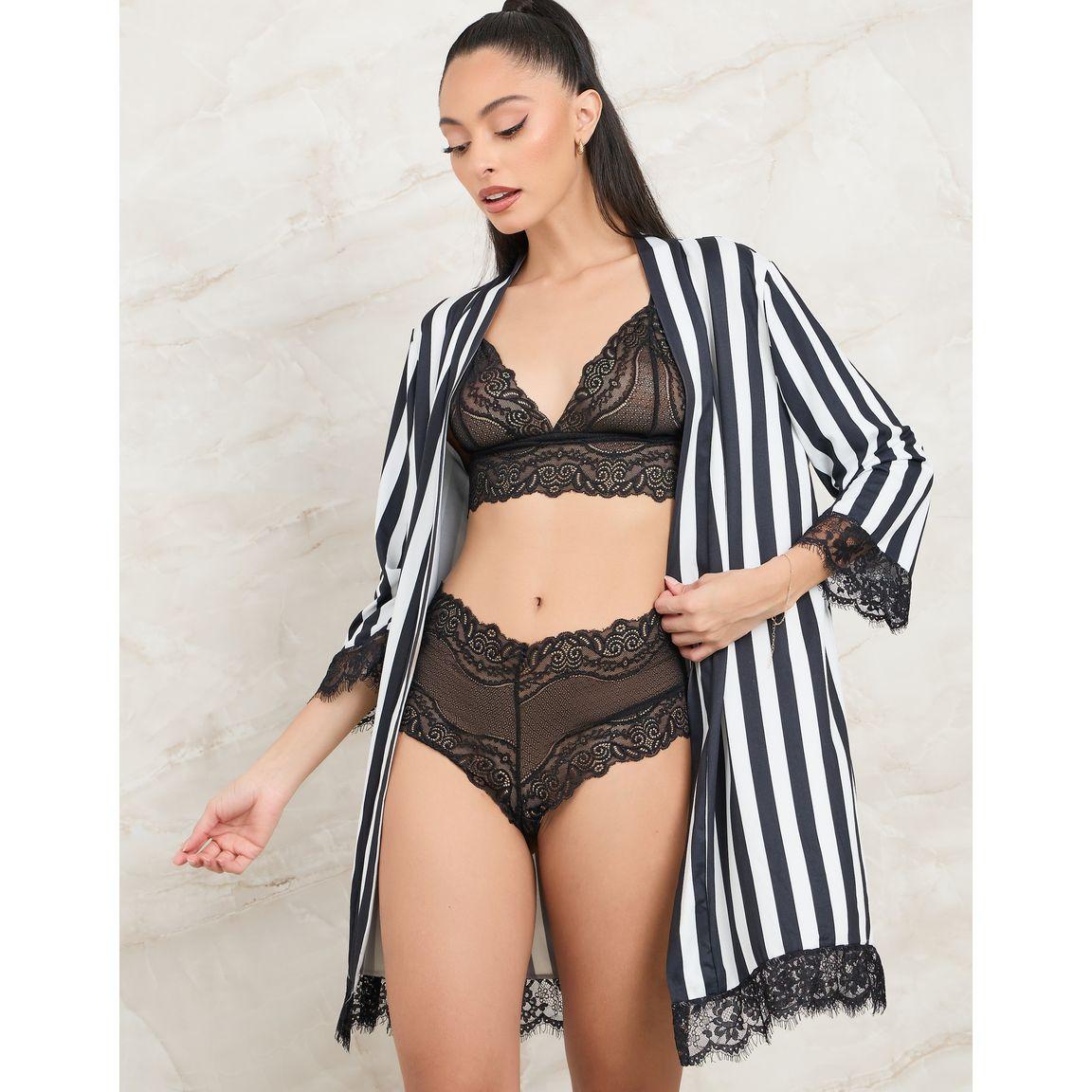 مجموعة من 3 ( شورت + صدرية + روب )-women-clothing-lingerie-lingeriesets-image-2