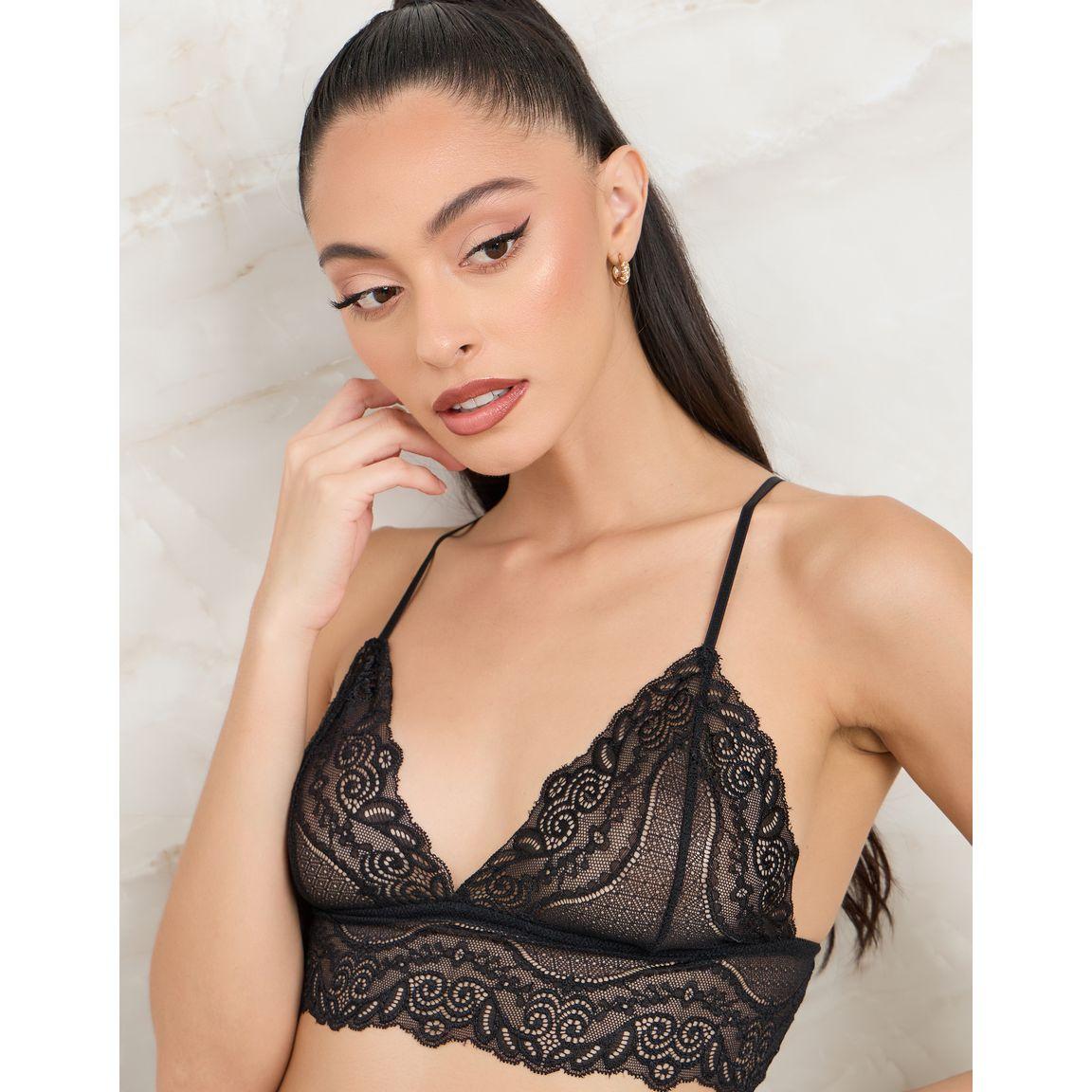 Styli Pack of 3 - Striped Satin Lace Hem Robe, Lace Bralette & Shorts-women-clothing-lingerie-lingeriesets-image-4