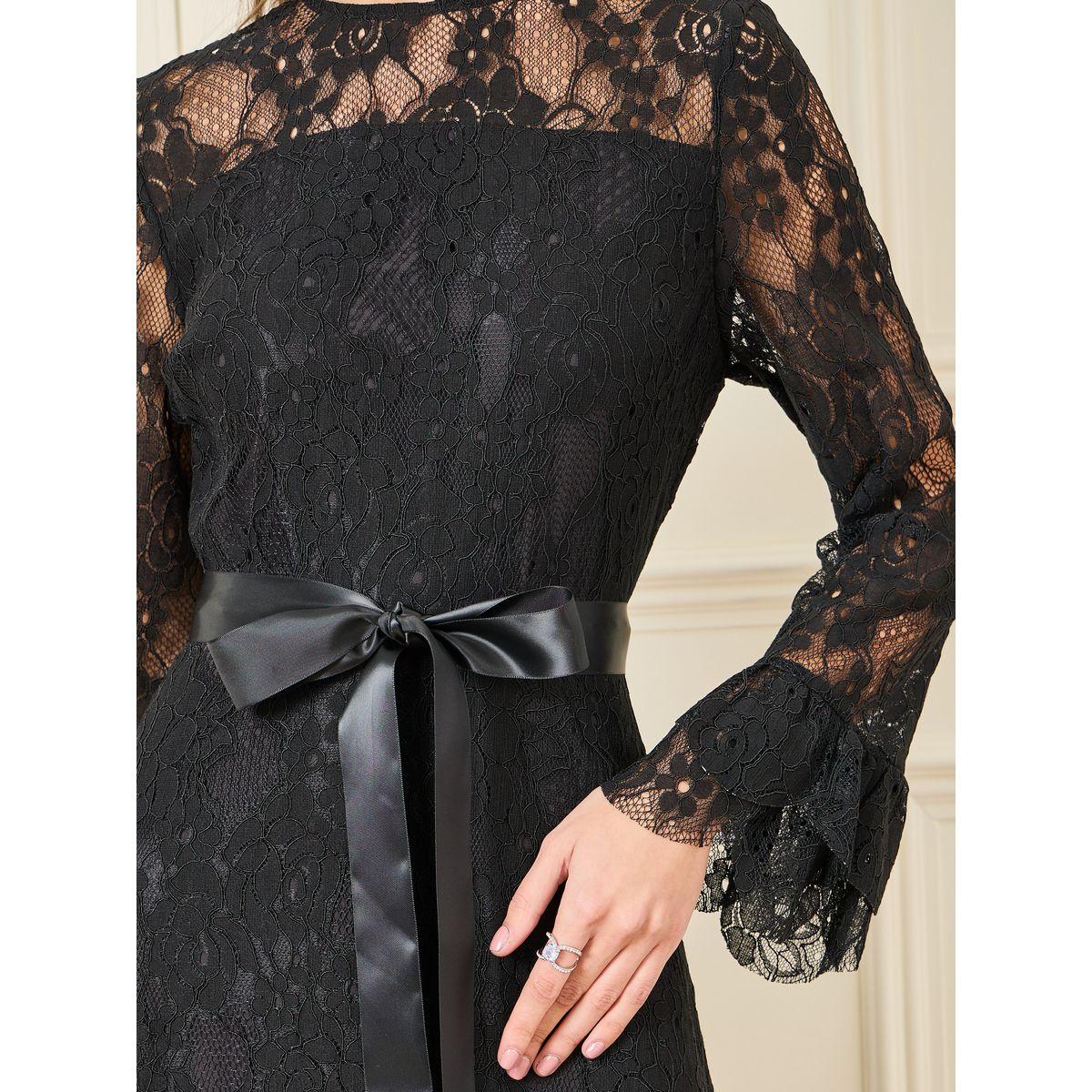 Styli All Over Lace Satin Bow Tie A-Line Maxi Dress-women-clothing-dresses-image-3