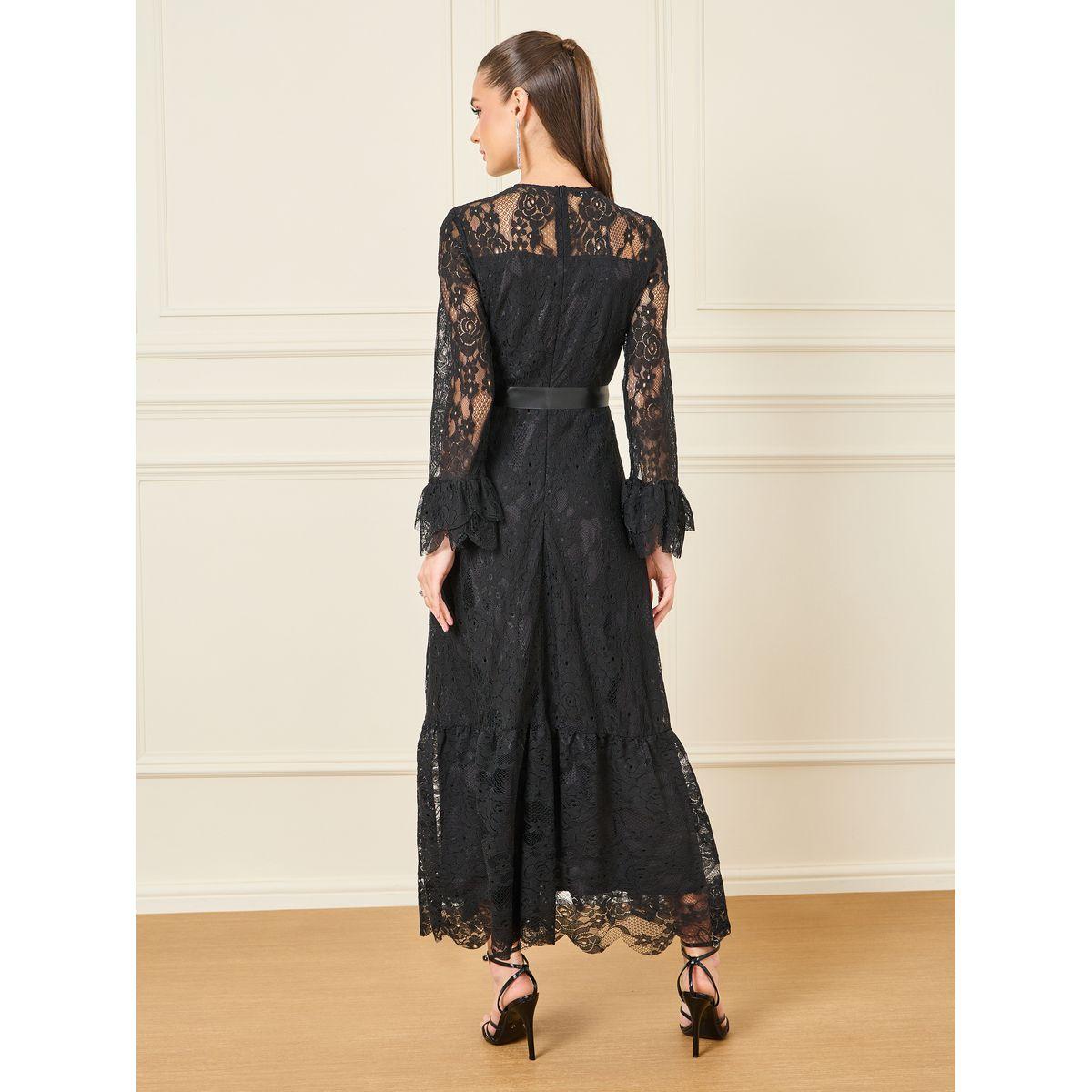 Styli All Over Lace Satin Bow Tie A-Line Maxi Dress-women-clothing-dresses-image-4