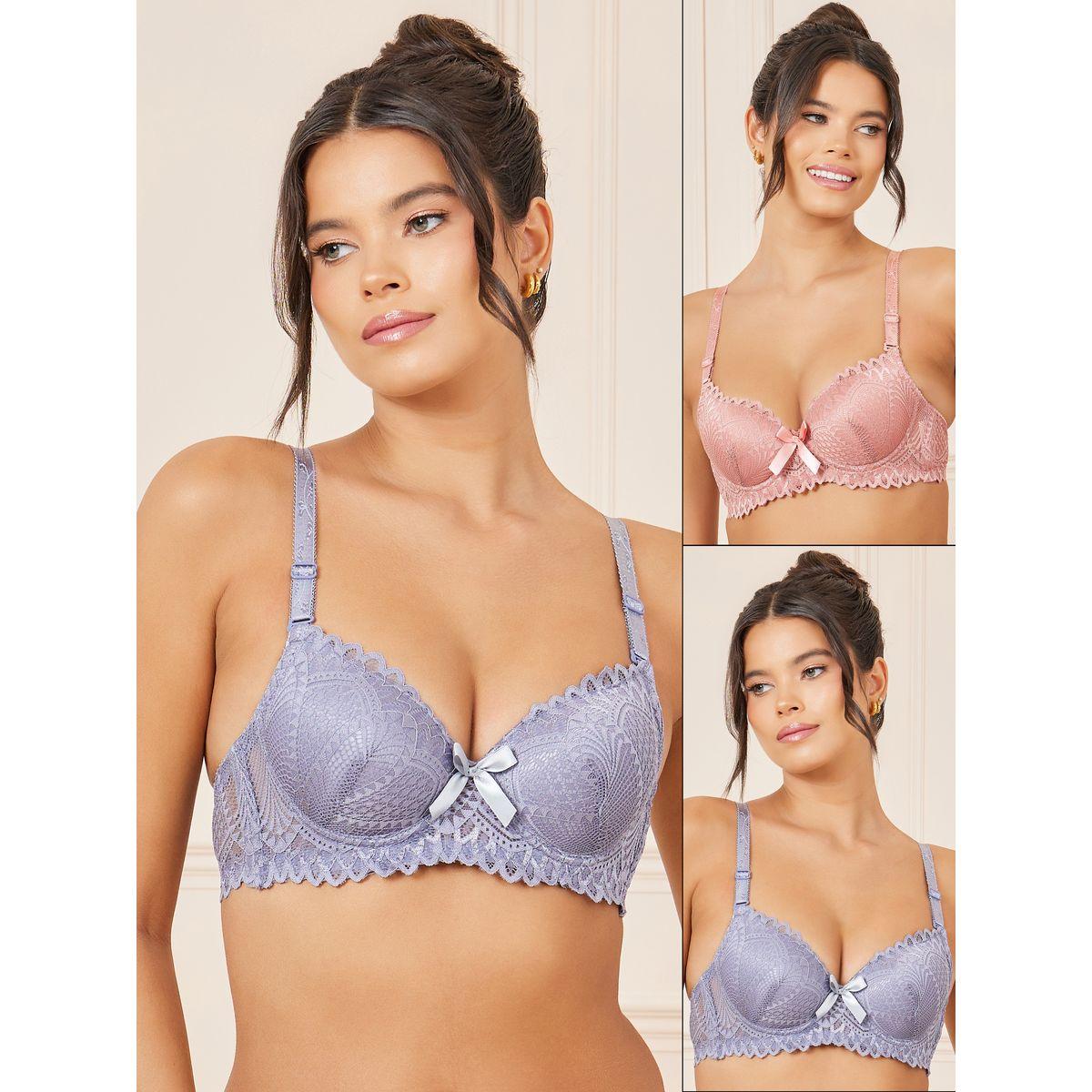 Styli Pack of 2 - Padded Wired All Over Lace Scalloped Trim T-Shirt Bras-women-clothing-lingerie-bras-image-1