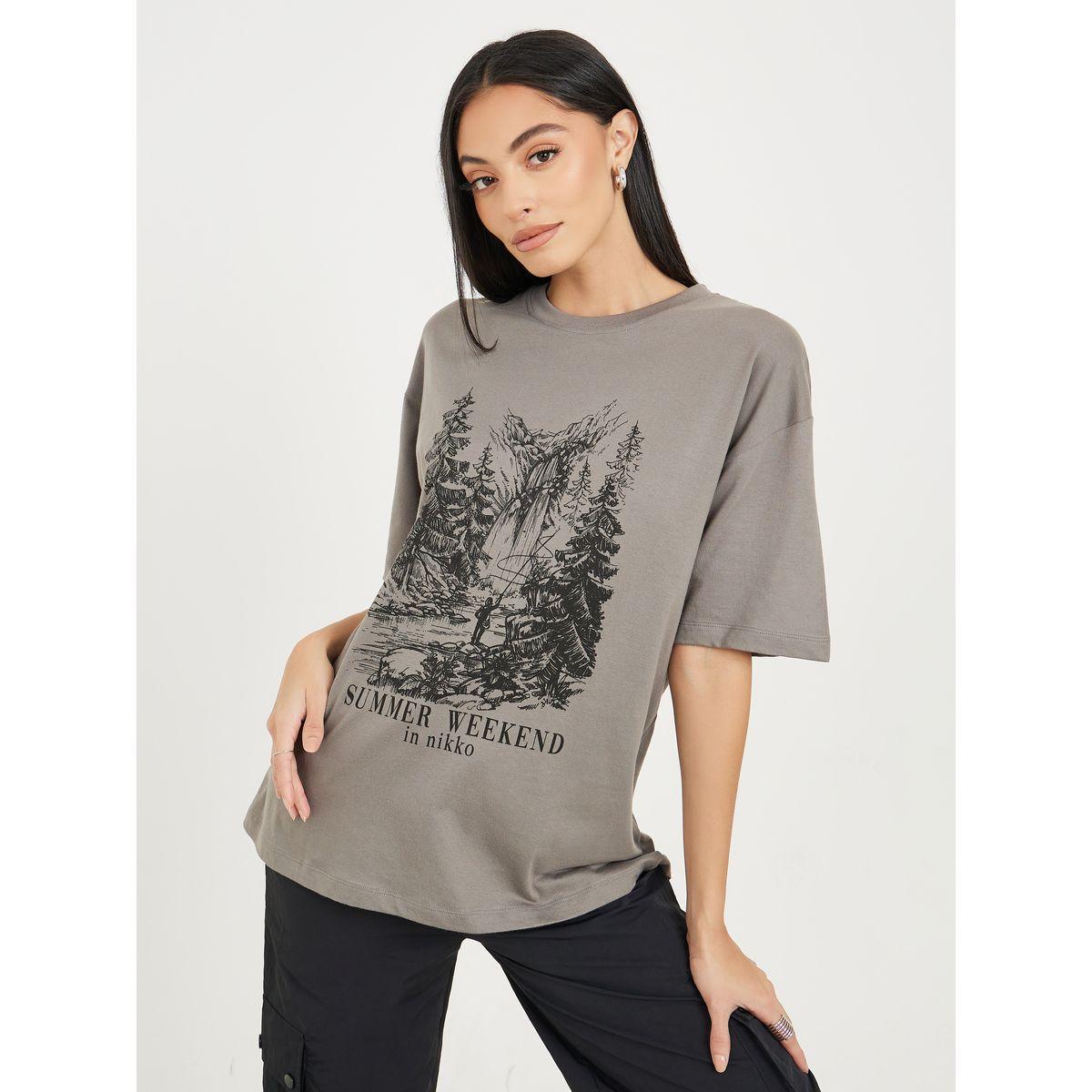 Styli Oversized Graphic Print Longline T-Shirt-women-clothing-tshirts-image-1