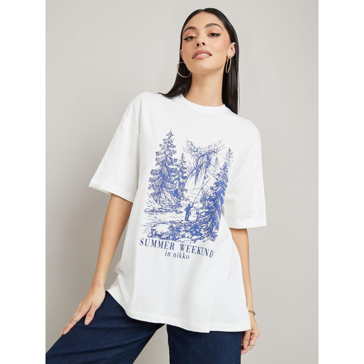 Styli Oversized Graphic Print Longline T-Shirt-women-clothing-tshirts-image-1