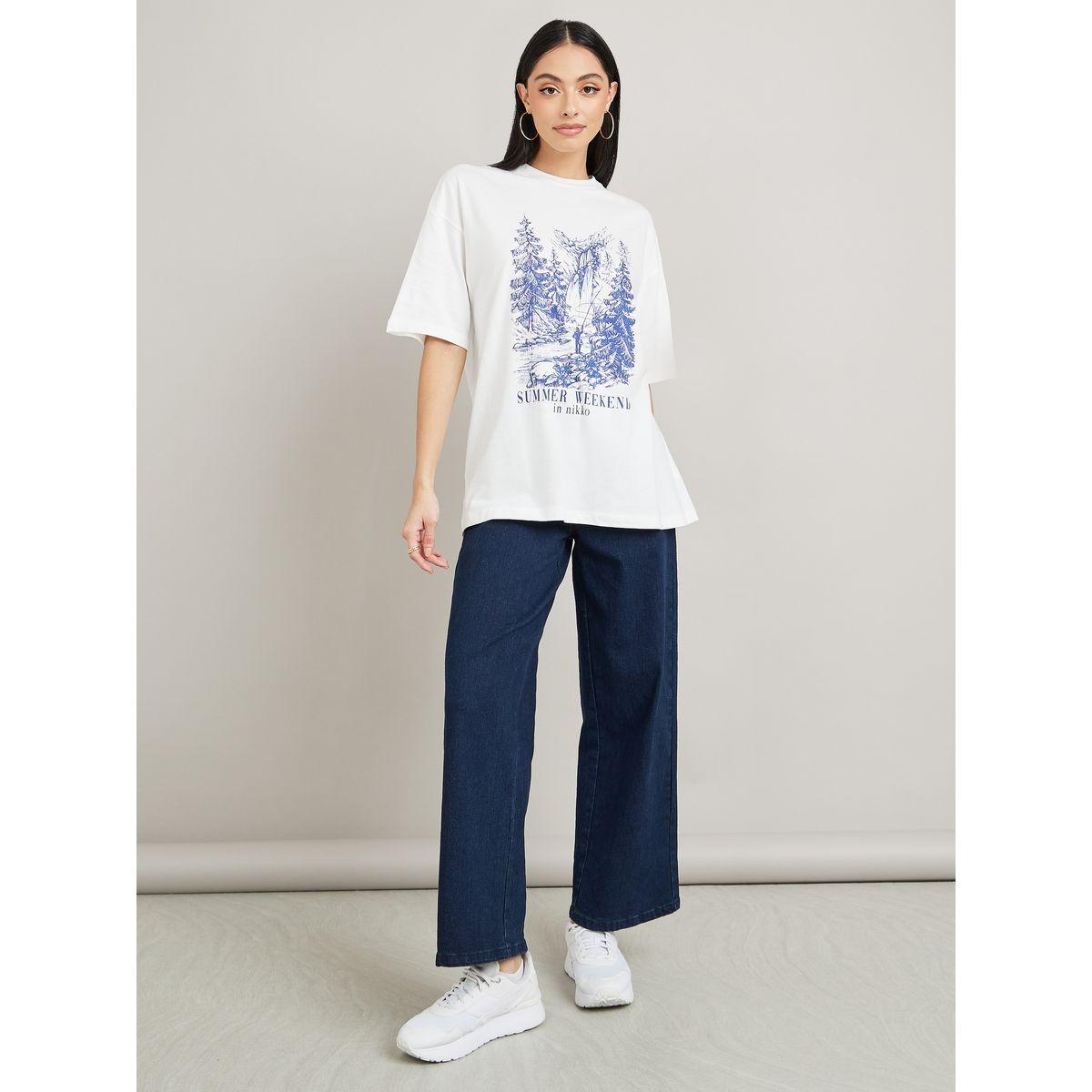 Styli Oversized Graphic Print Longline T-Shirt-women-clothing-tshirts-image-2