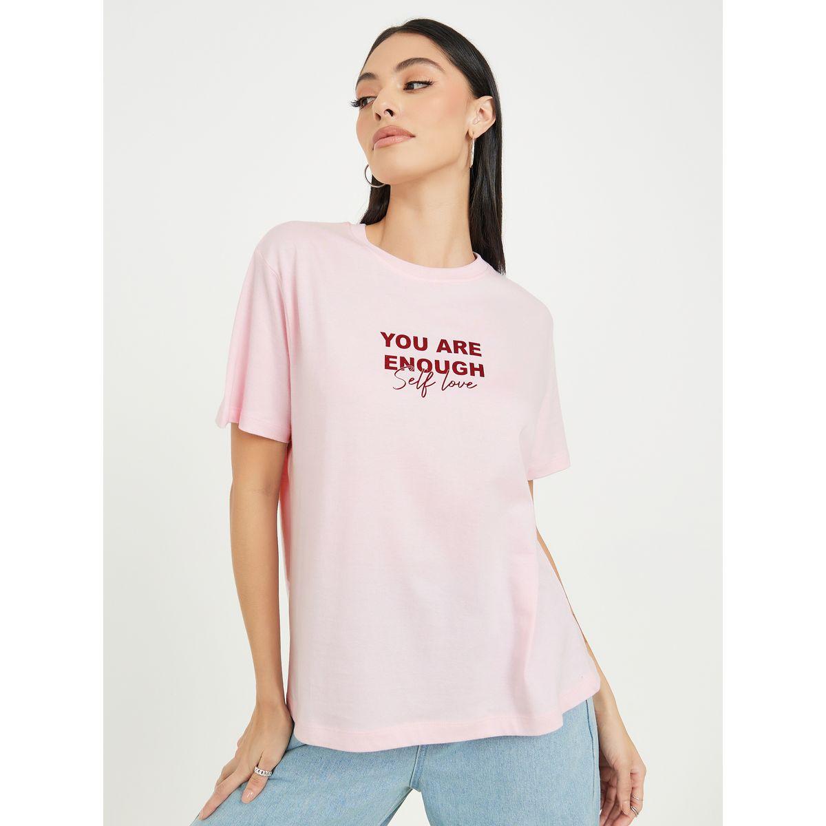 Styli Slogan Print Drop Shoulder Longline T-Shirt-women-clothing-tshirts-image-1