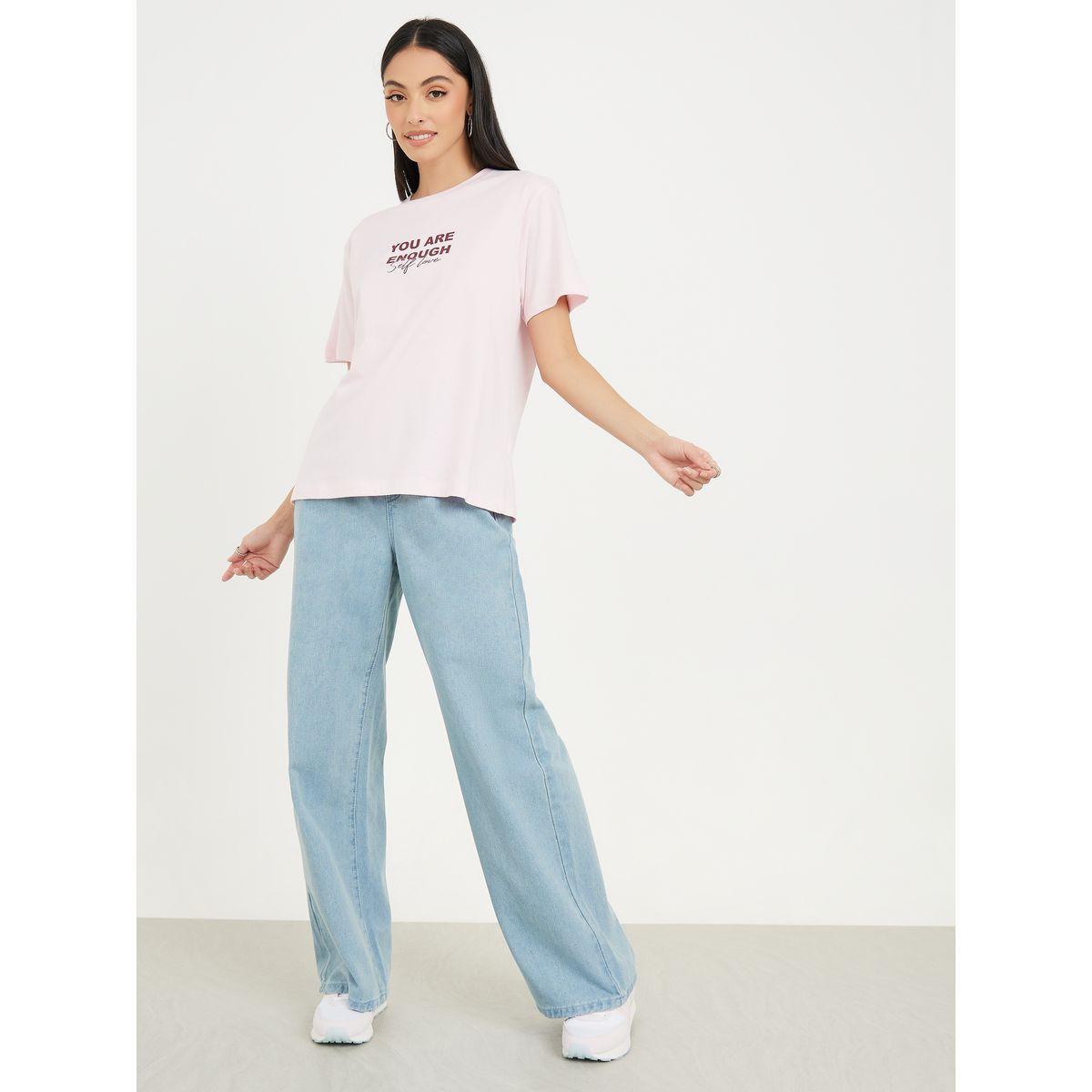 Styli Slogan Print Drop Shoulder Longline T-Shirt-women-clothing-tshirts-image-2