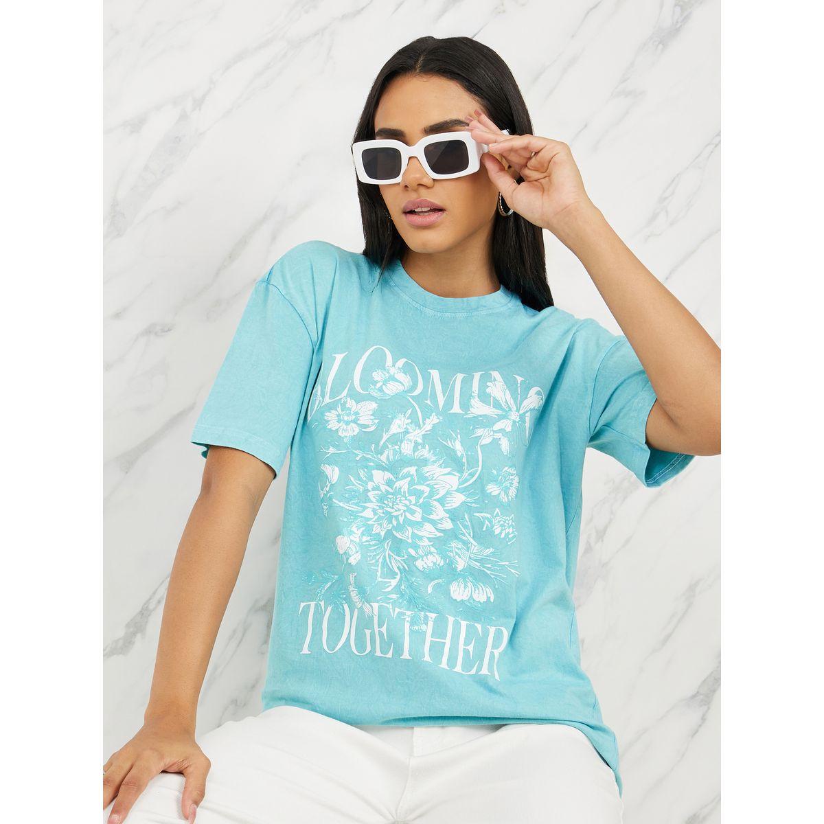 Styli Oversized Blooming Together Graphic Print Longline T-shirt-women-clothing-tshirts-image-1