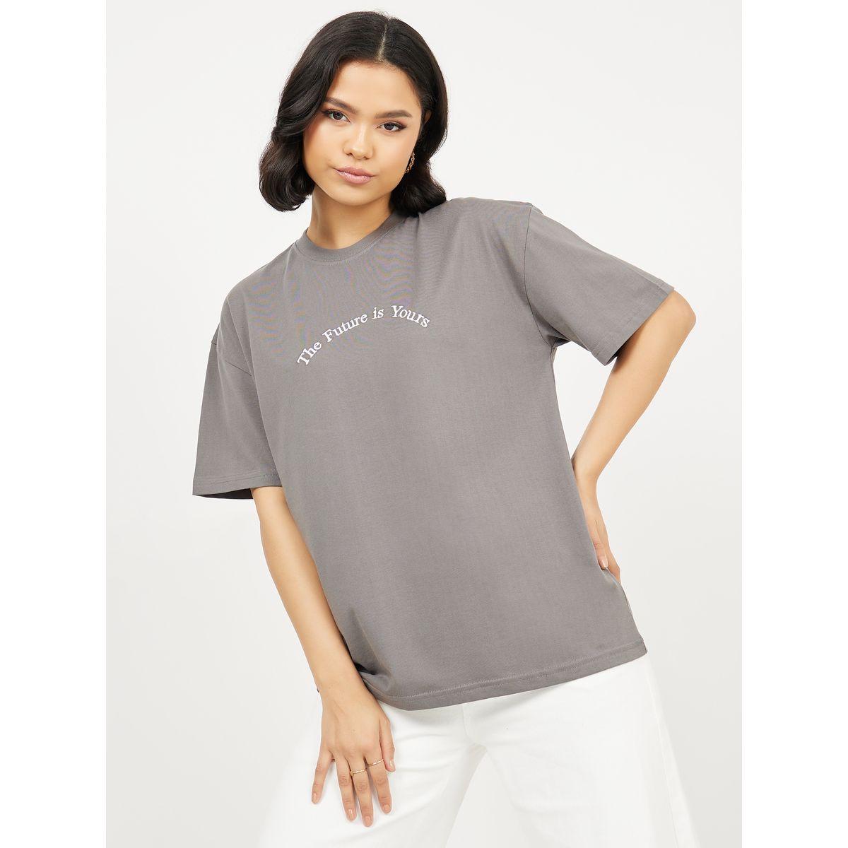 Styli Oversized Embroidered Slogan Drop Shoulder T-Shirt-women-clothing-tshirts-image-1