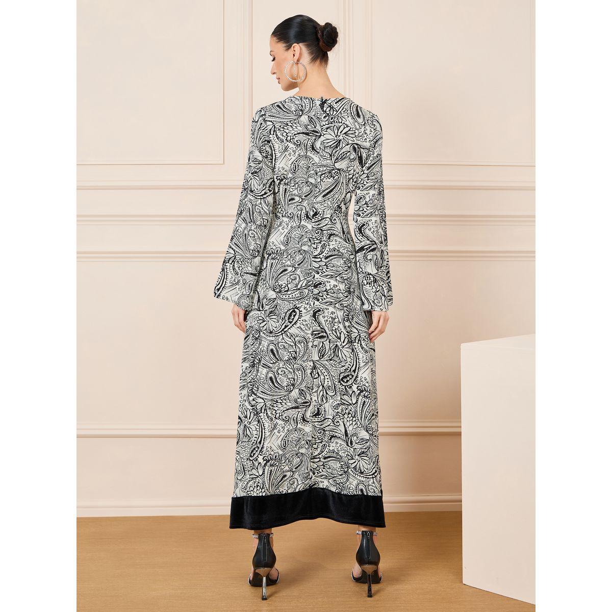 Styli Paisley Print V Neck A-Line Maxi Dress-women-clothing-dresses-image-4