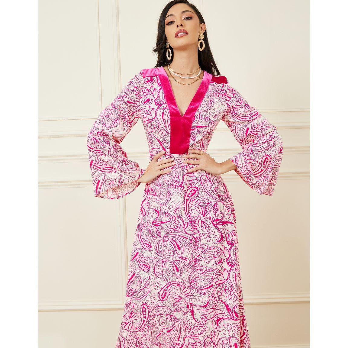 Styli Paisley Print V Neck A-Line Maxi Dress-women-clothing-dresses-image-2