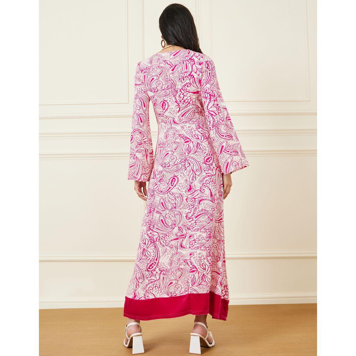 Styli Paisley Print V Neck A-Line Maxi Dress-women-clothing-dresses-image-4