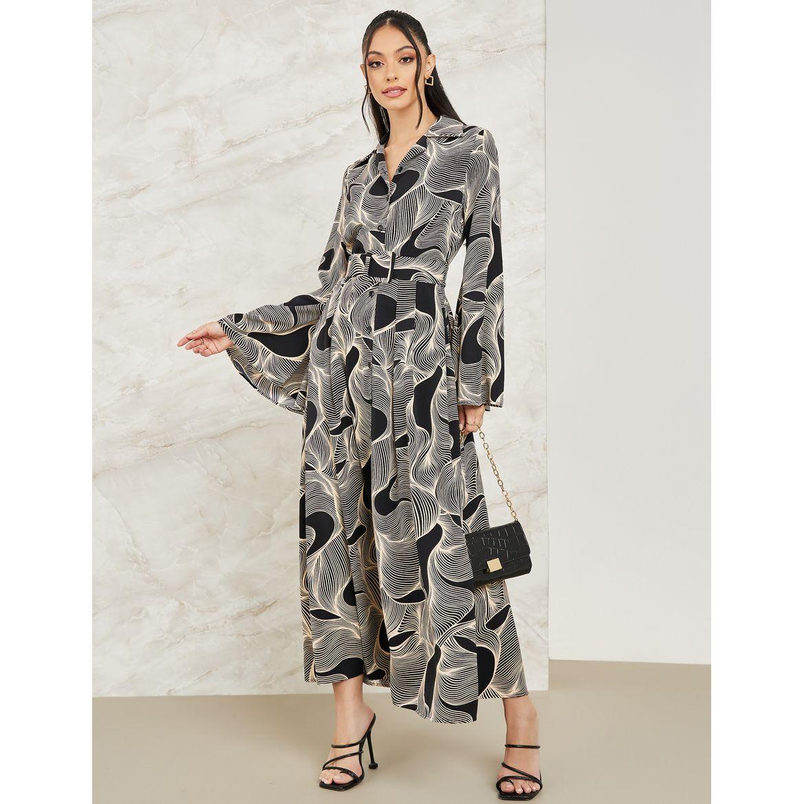 فستان طويل بطبعة مجردة-women-clothing-dresses-image-1