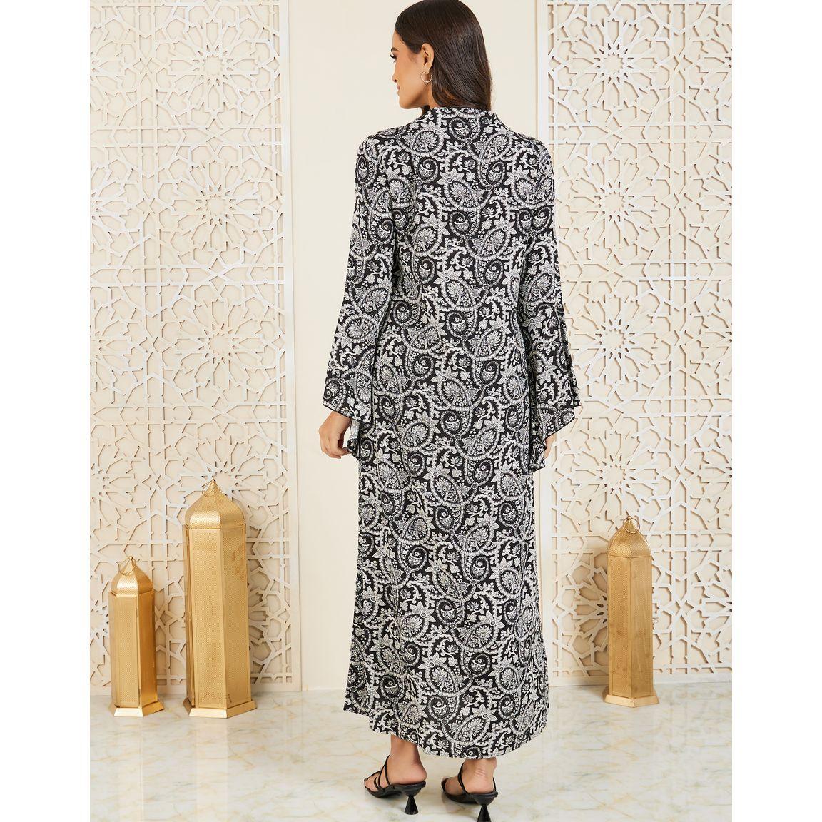 فستان طويل بطبعة بيزلي واكمام جرس-women-clothing-dresses-image-4