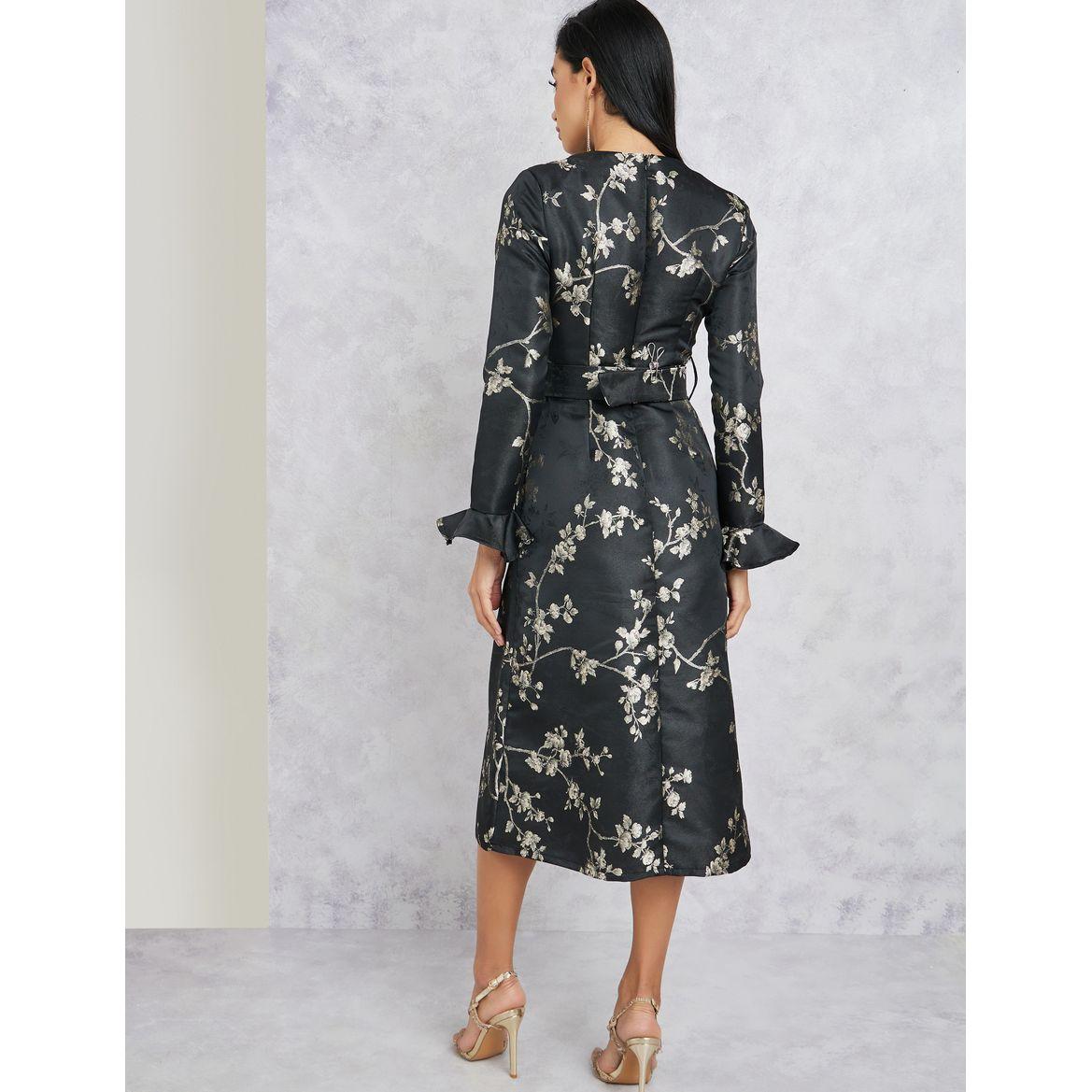 Styli Floral Print Belted Midi Dress-women-clothing-dresses-image-4