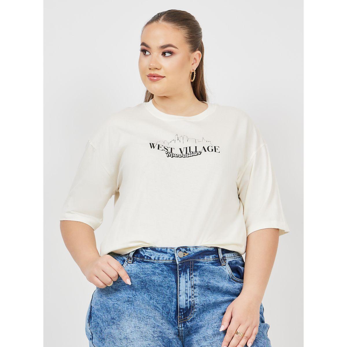 تيشيرت بمقاس كبير وطبعة كتابة-women-clothing-tshirts-image-3